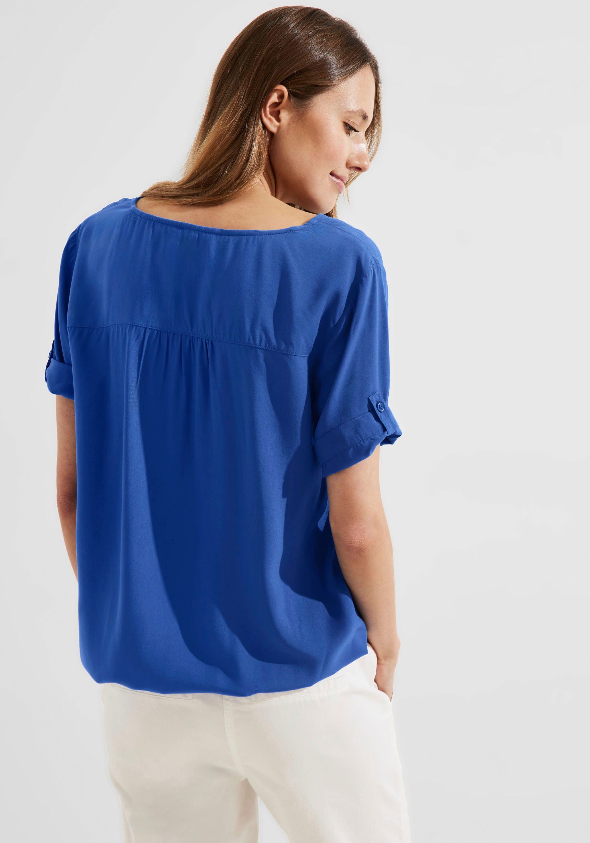 Cecil Shirtbluse im hüftlangen sea Schnitt blue