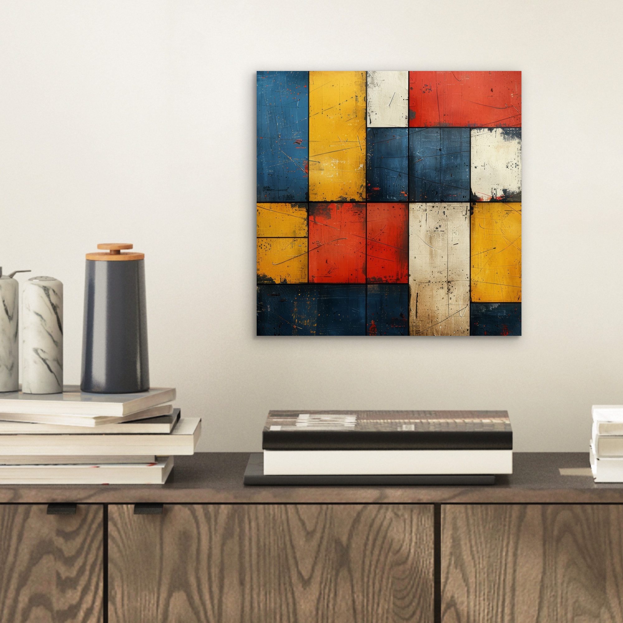 MuchoWow Metallbild Mondrian-Stil - Kunst - günstig online kaufen