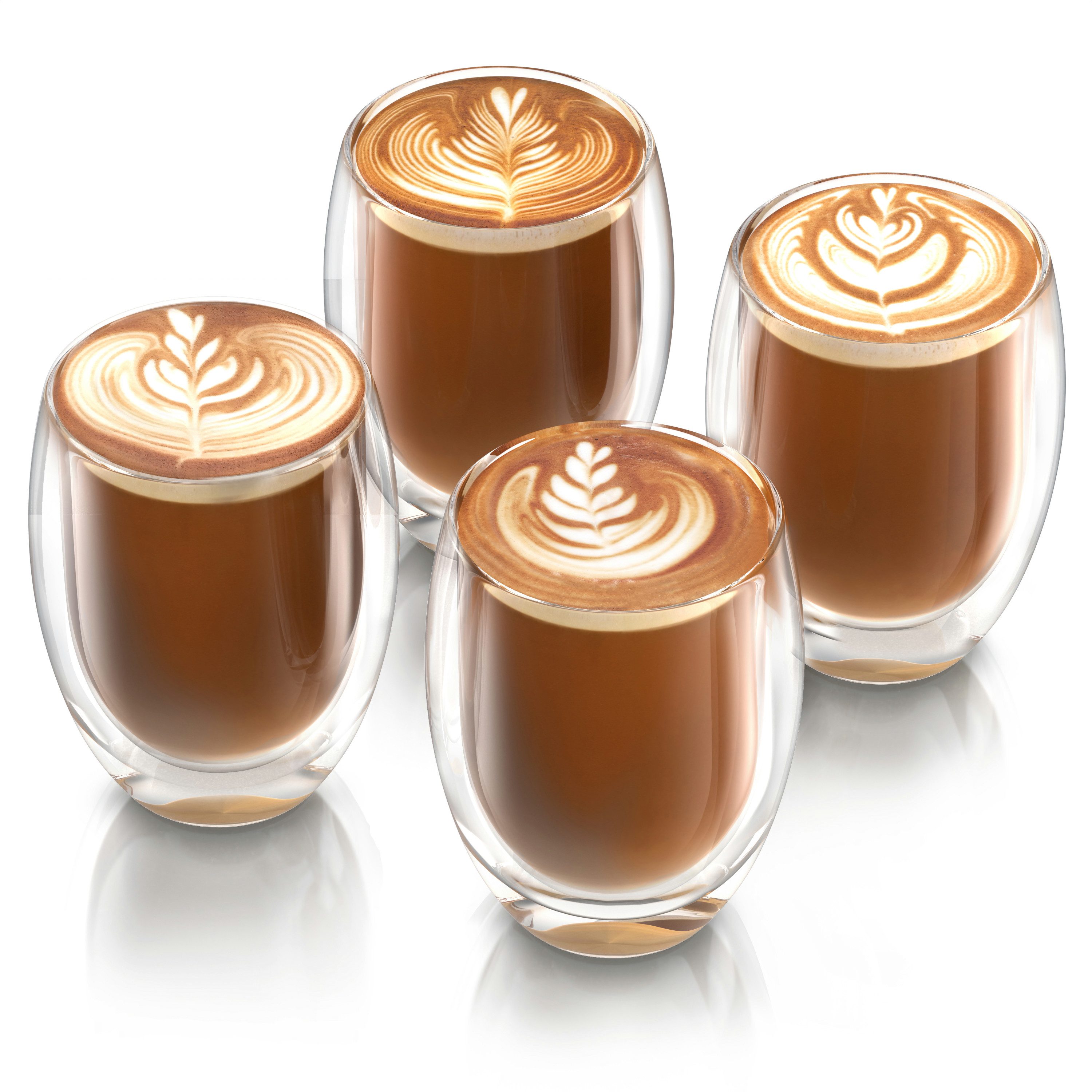 Arendo Gläser-Set doppelwandige Thermogläser, 350 ml Kaffeetasse, Trinkglas ohne Henkel, 4-tlg., Glas, für Latte Macchiato, Cappuccino, Tee, hitzebeständig spül – Bild 2 von 5