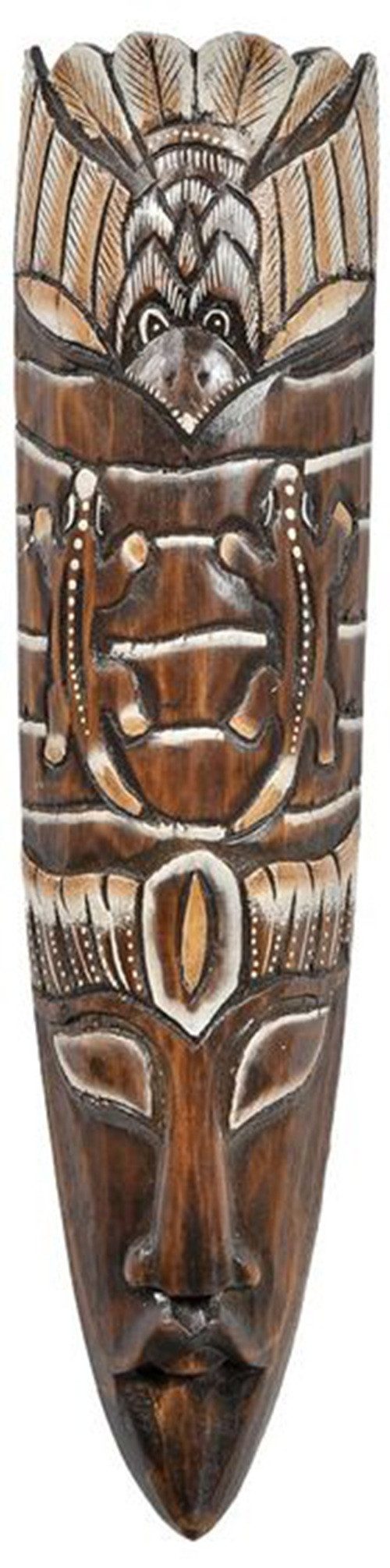 WORU Wanddekoobjekt Handgefertigte Holz-Wandmaske mit Tierornament – 50 cm