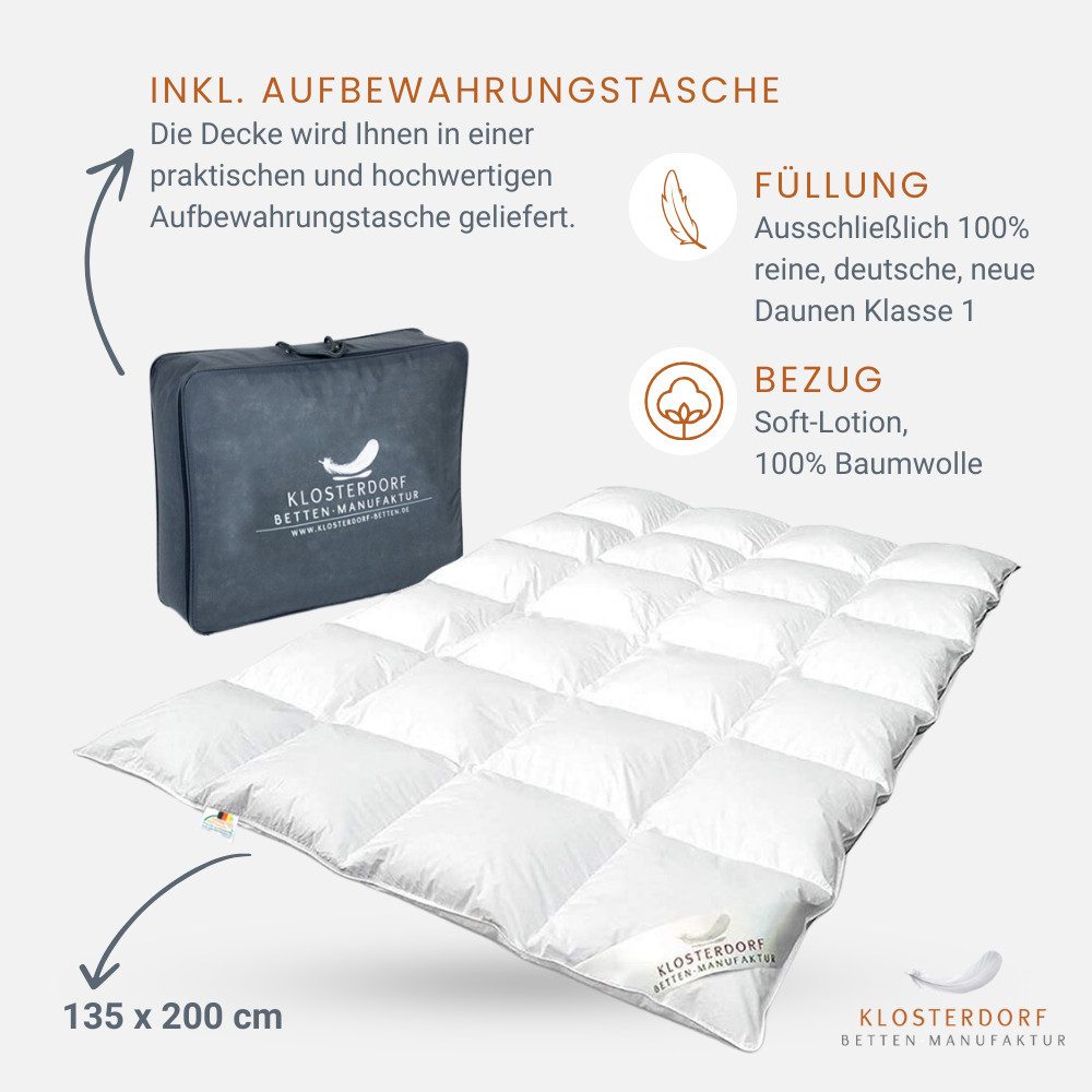 Klosterdorf Betten-Manufaktur Daunenbettdecke Premium Winterdecke Winter günstig online kaufen