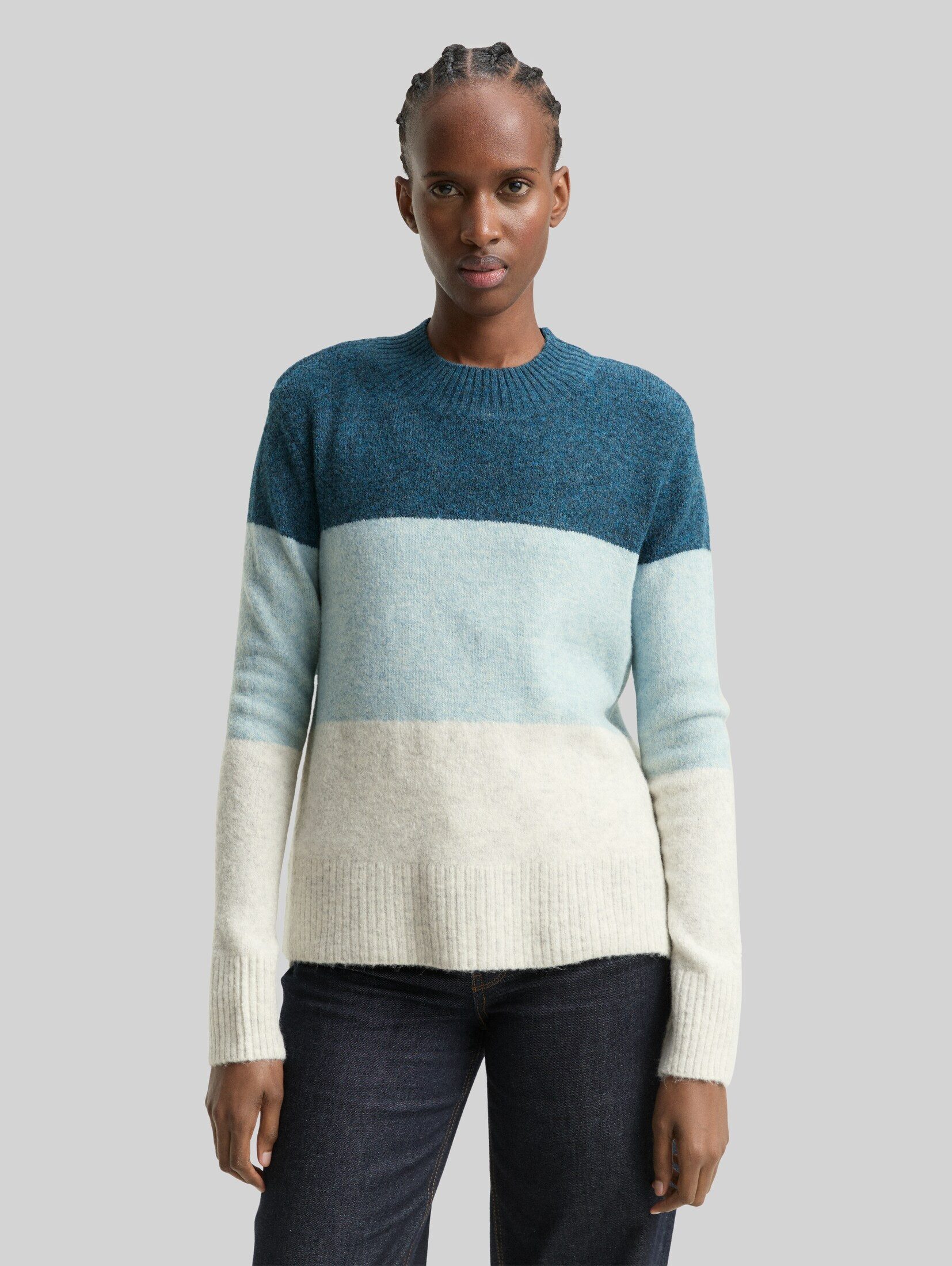 TOM TAILOR Denim Strickpullover Pullover & Strickjacken Strickpullover mit Colour Blocking