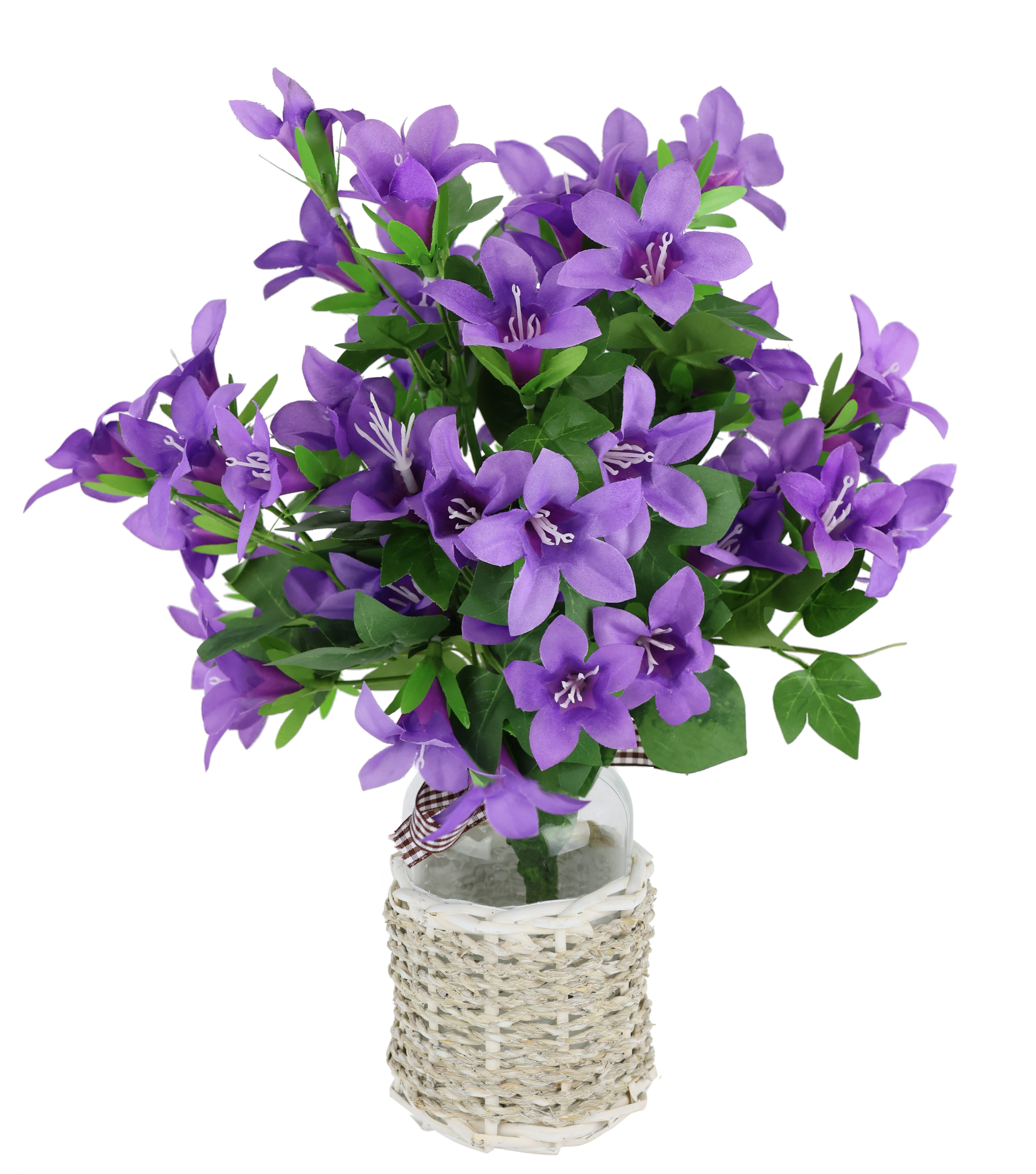 Kunstblume Glockenblumen-Strauß in Vase, I.GE.A., Höhe 36 cm, Sternblumen Blumen Dekoblumen Künstlich Bouquet Blumenstrauß