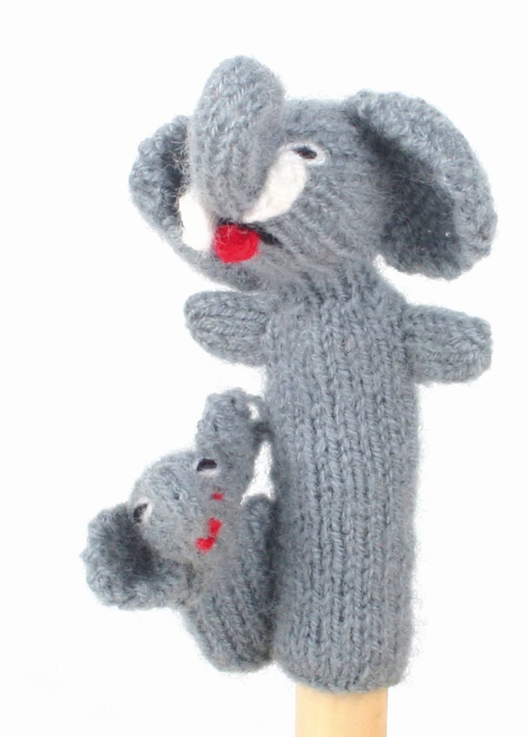 El Puente Fingerpuppe Gestrickte Fingerpuppe "Elefant mit Kind", Handmade, Handmade
