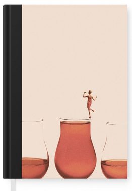 MuchoWow Notizbuch Vintage - Frau - Glas - Pastell - Abstrakt, Journal, Merkzettel, Tagebuch, Notizheft, A5, 98 Seiten, Haushaltsbuch