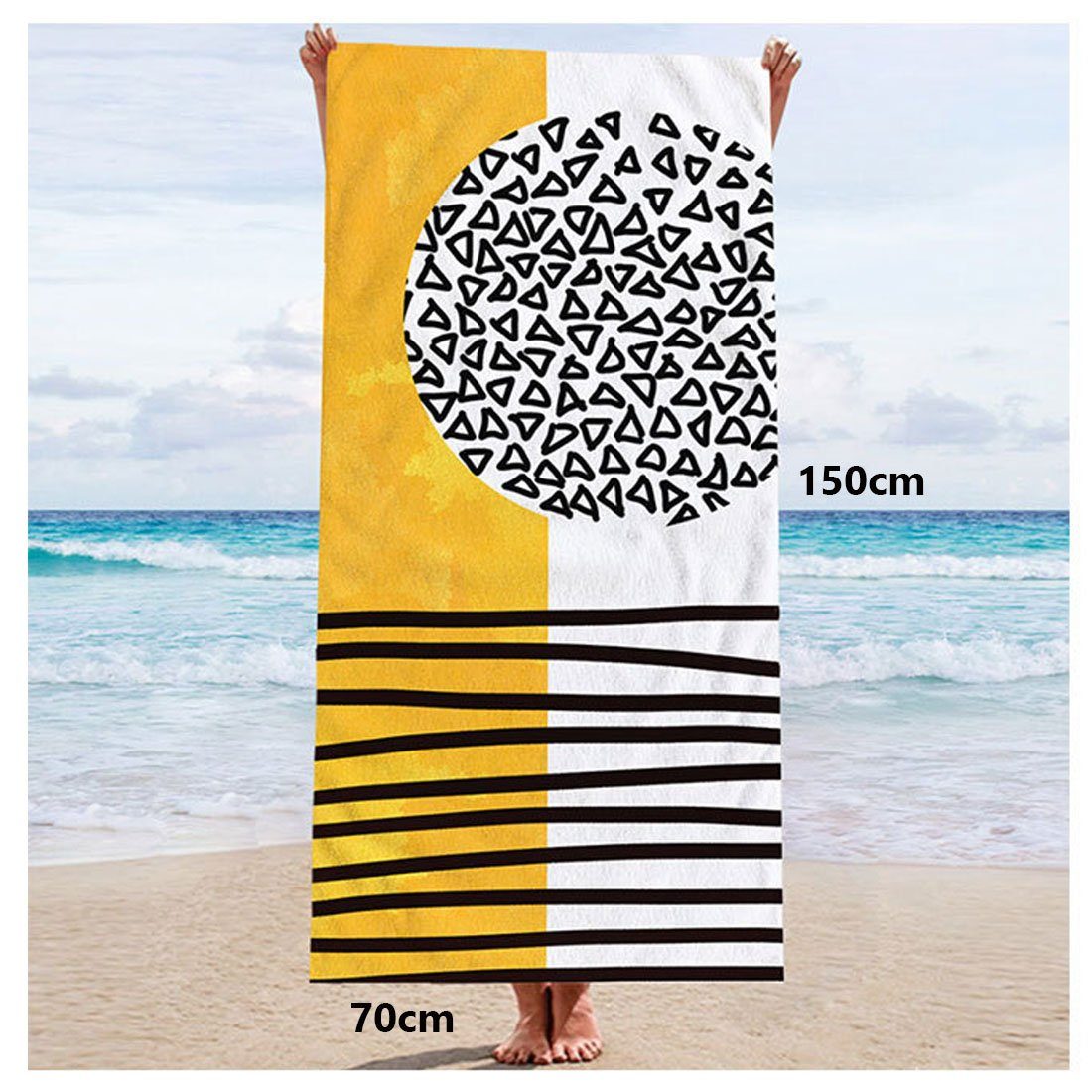 CFYDW Badetücher Strandtuch bedrucktes Erwachsene, Gelb Badetuch für Mikrofaser aus