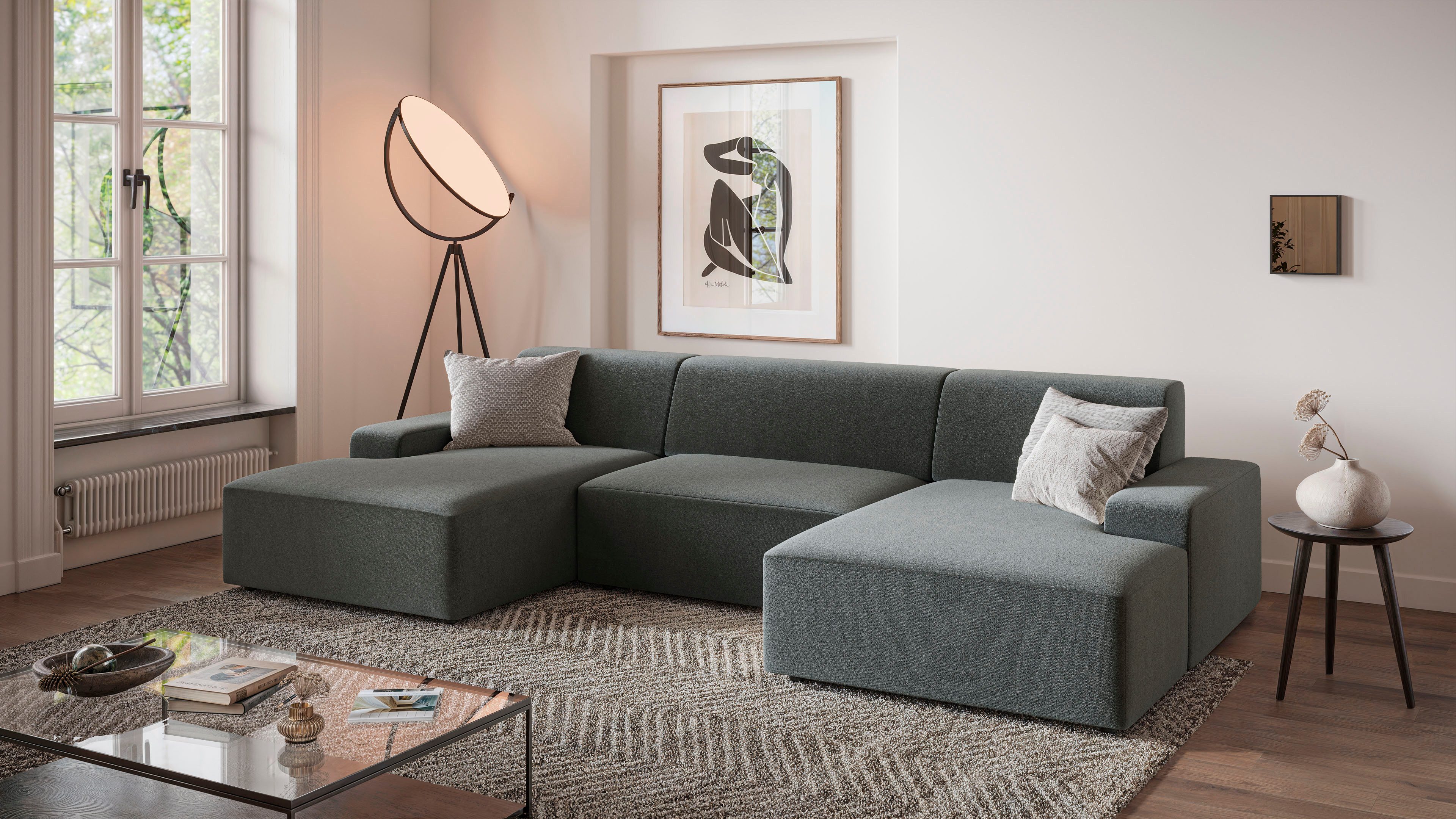 TRENDMANUFAKTUR Wohnlandschaft Wien, U-Form, in trendigem Cordstoff