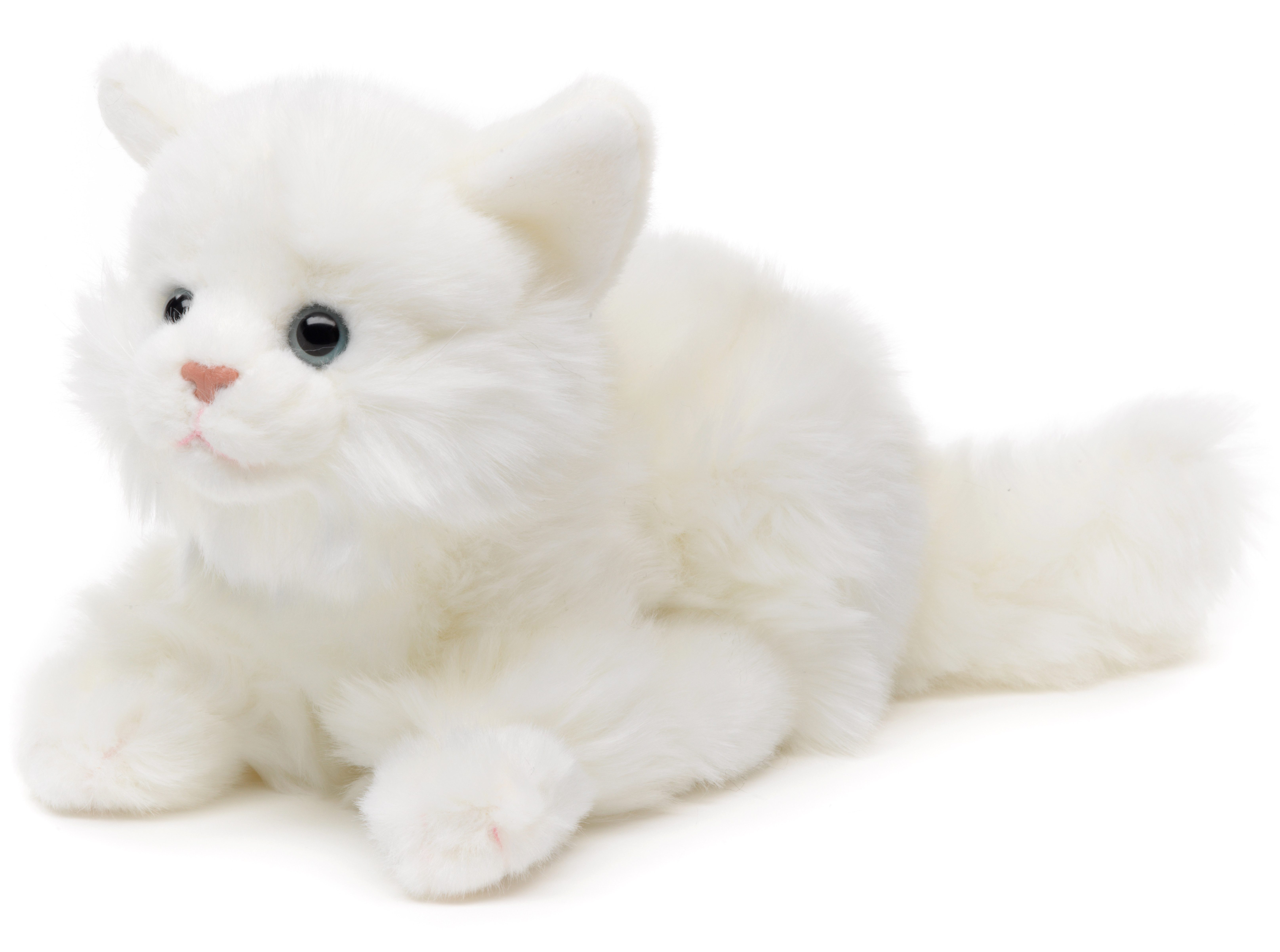 Uni-Toys Kuscheltier Katze, liegend - versch. Fellfarben - Länge 20 cm - Plüsch, Plüschtier, zu 100 % recyceltes Füllmaterial