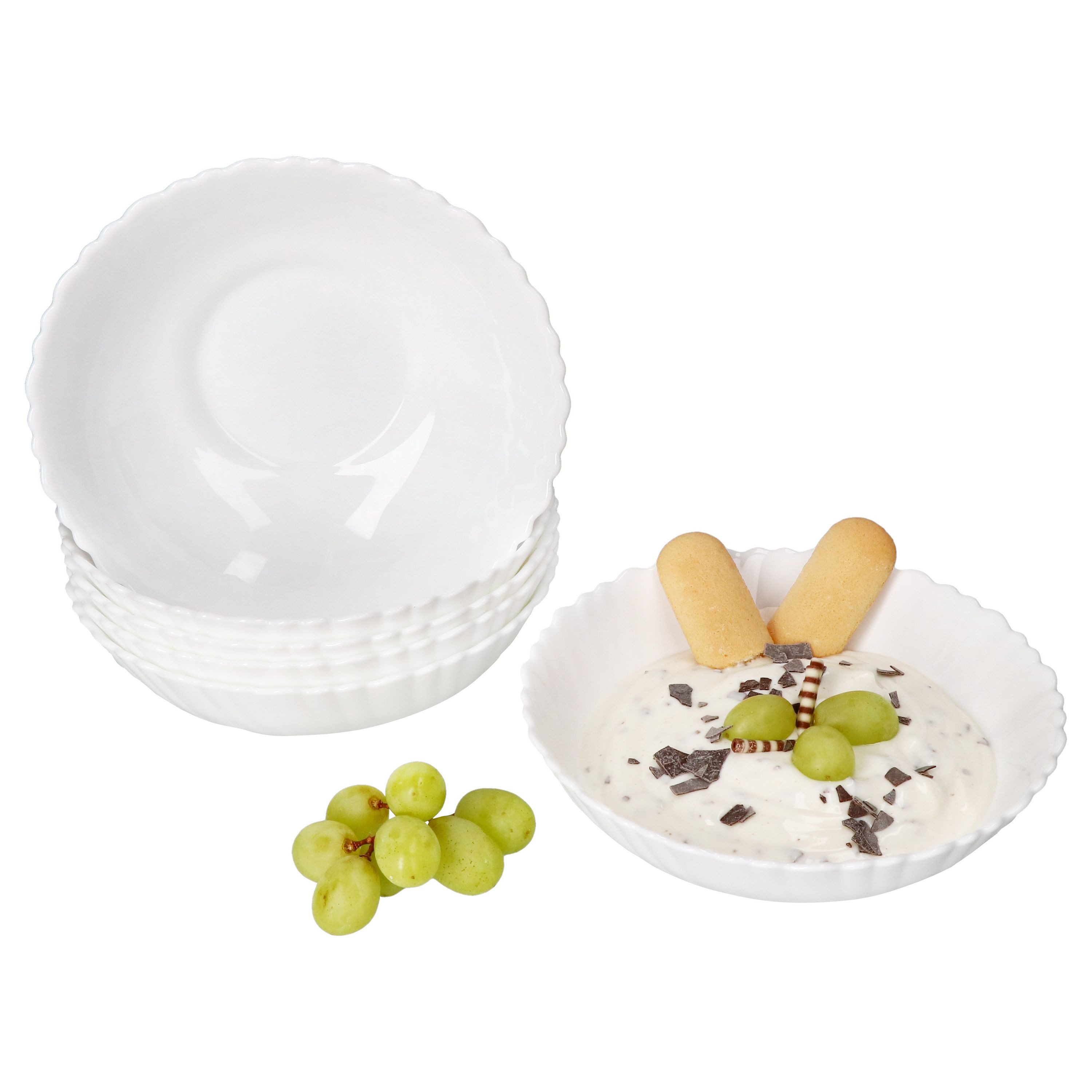 Müslischale 6x Müslischale Arkona Opalglas 370ml weiß Snack Salat-Schüssel
