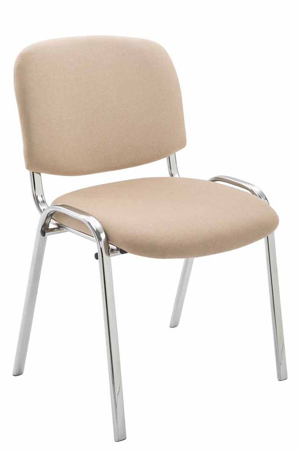 hochwertiger - TPFLiving - (Besprechungsstuhl Gestell: Warteraumstuhl Metall - Sitzfläche: Messestuhl), chrom creme mit Stoff Besucherstuhl Konferenzstuhl Polsterung - Keen