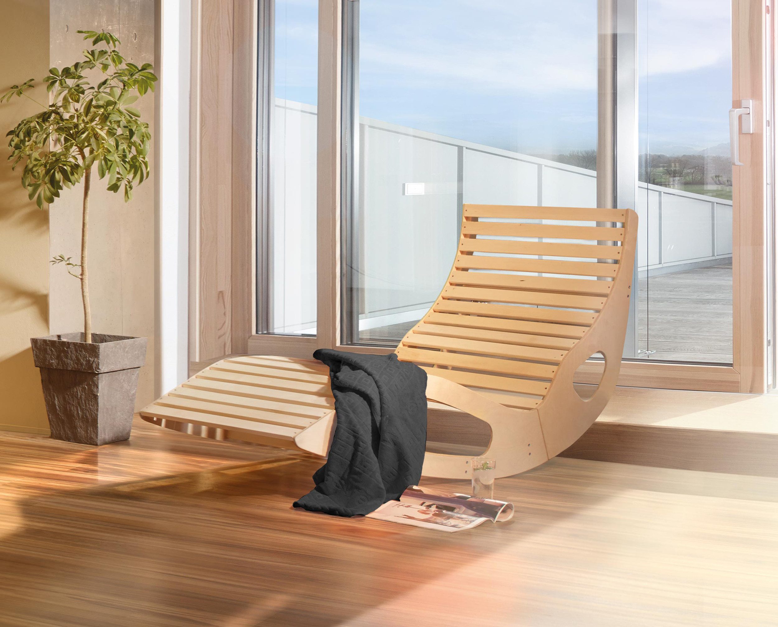 weka Wellnessliege inkl. Saunabadetuch, naturbelassenes Spezialholz