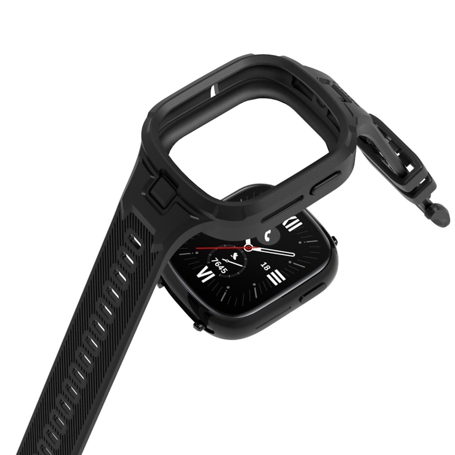 Wigento Smartwatch-Armband Für Honor Watch 4 Design TPU Arm Band mit integriertem Gehäuse Schwarz, Flexibles TPU-Material, integriertes Design