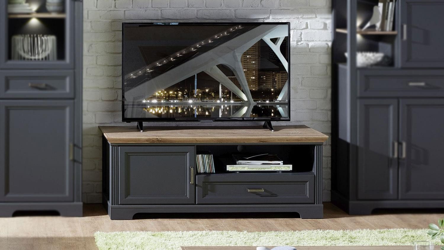 Lowboard TV-Board Jasmin Lowboard in graphit Artisan Eiche 143x54 cm