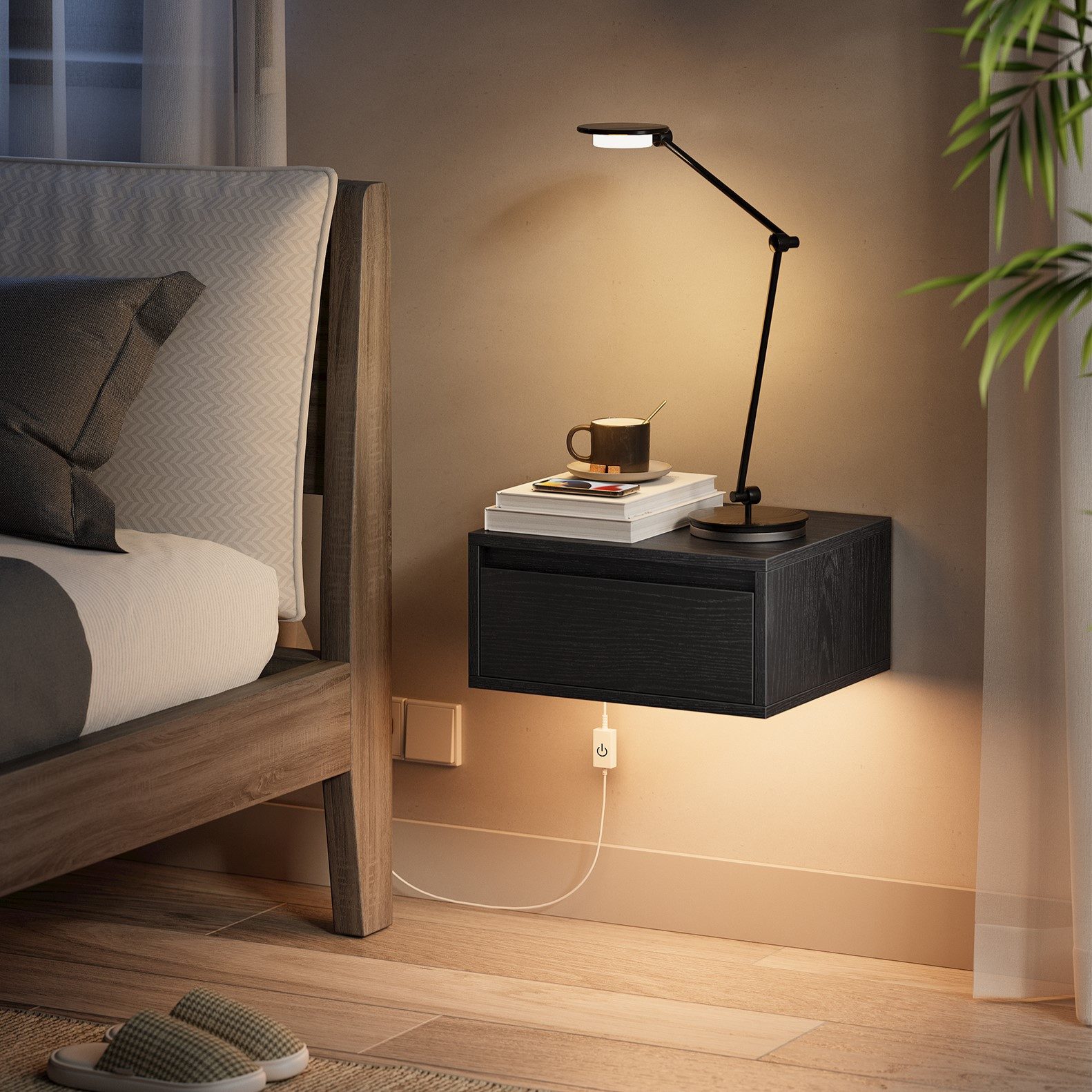 VASAGLE Nachttisch (1-St), hängend, Leuchte mit 3 Farben, schwebendes Wandr günstig online kaufen