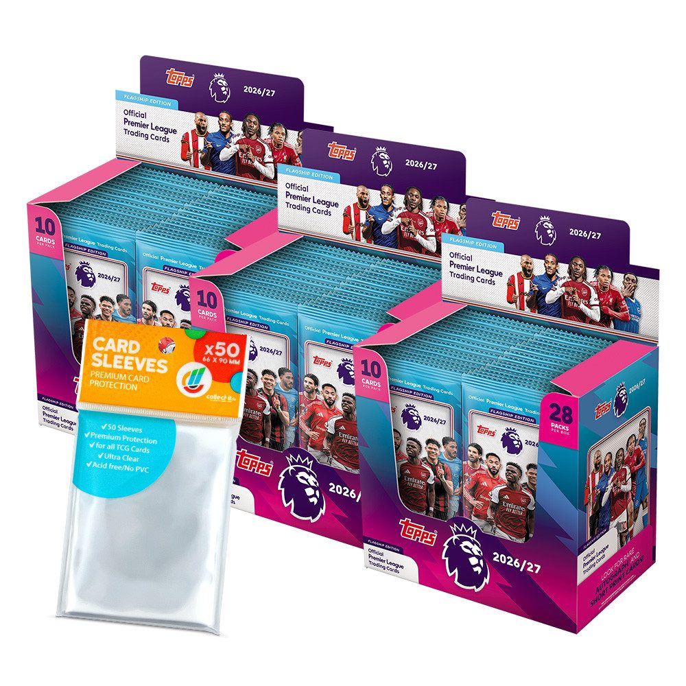 Topps Sammelkarte Premier League 2026/27 - 3 Display (84 Booster) + collect-it Hüllen
