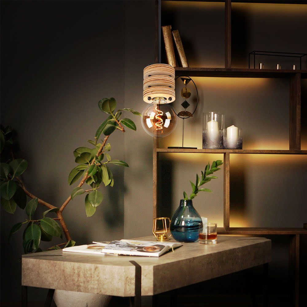 GLOBO LIGHTING Pendelleuchte, Leuchtmittel nicht inklusive, Hängelampe Pendelleuchte Esstischlampe braun höhenverstellbar 2er Set