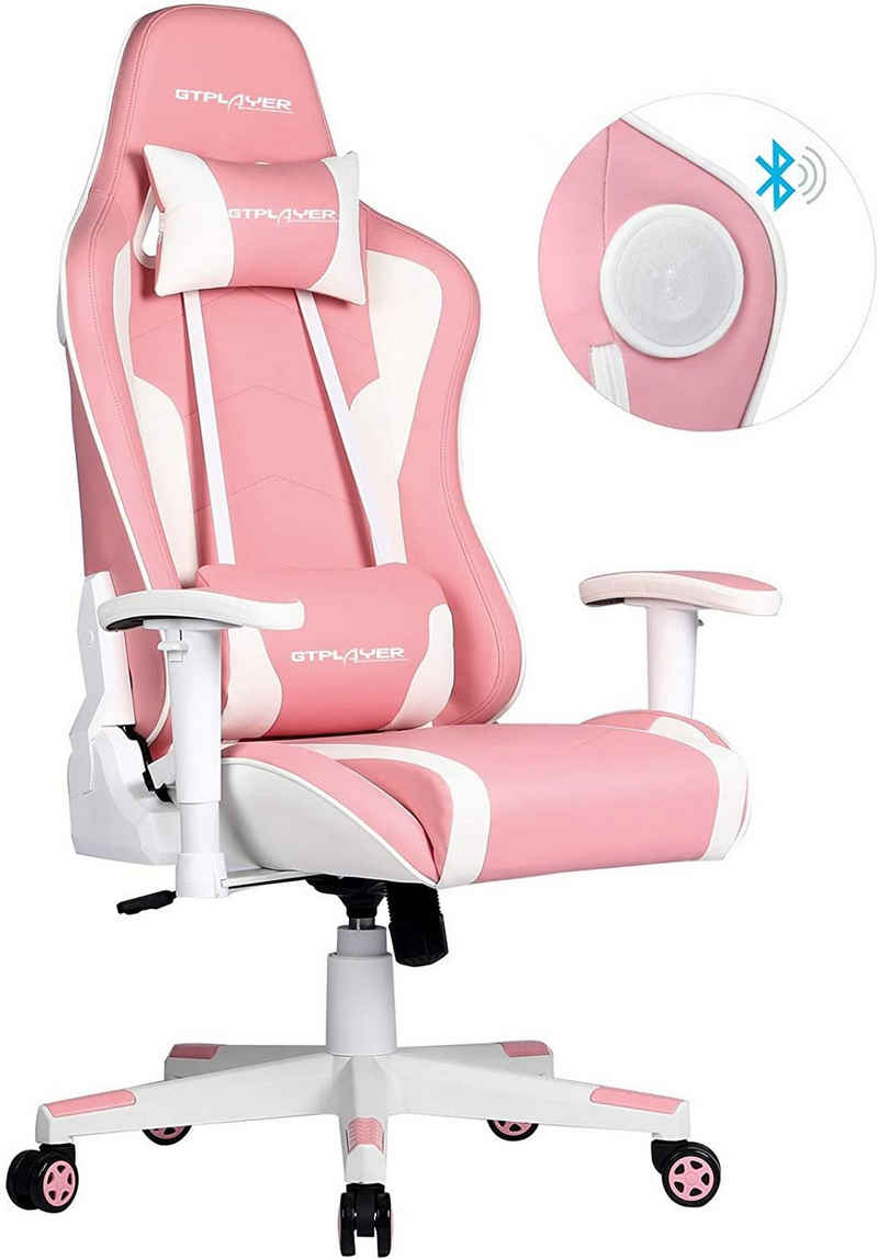 GTPLAYER Gaming Chair »890M Musik Global Patentierter Bluetooth-Lautsprecher-Gaming-Stuhl«, Schreibtischstuhl, inkl. Lendenwirbel- und Nackenkissen, höhenverstellbare Sitzhöhe und Armlehnen - verstellbare Rückenlehne