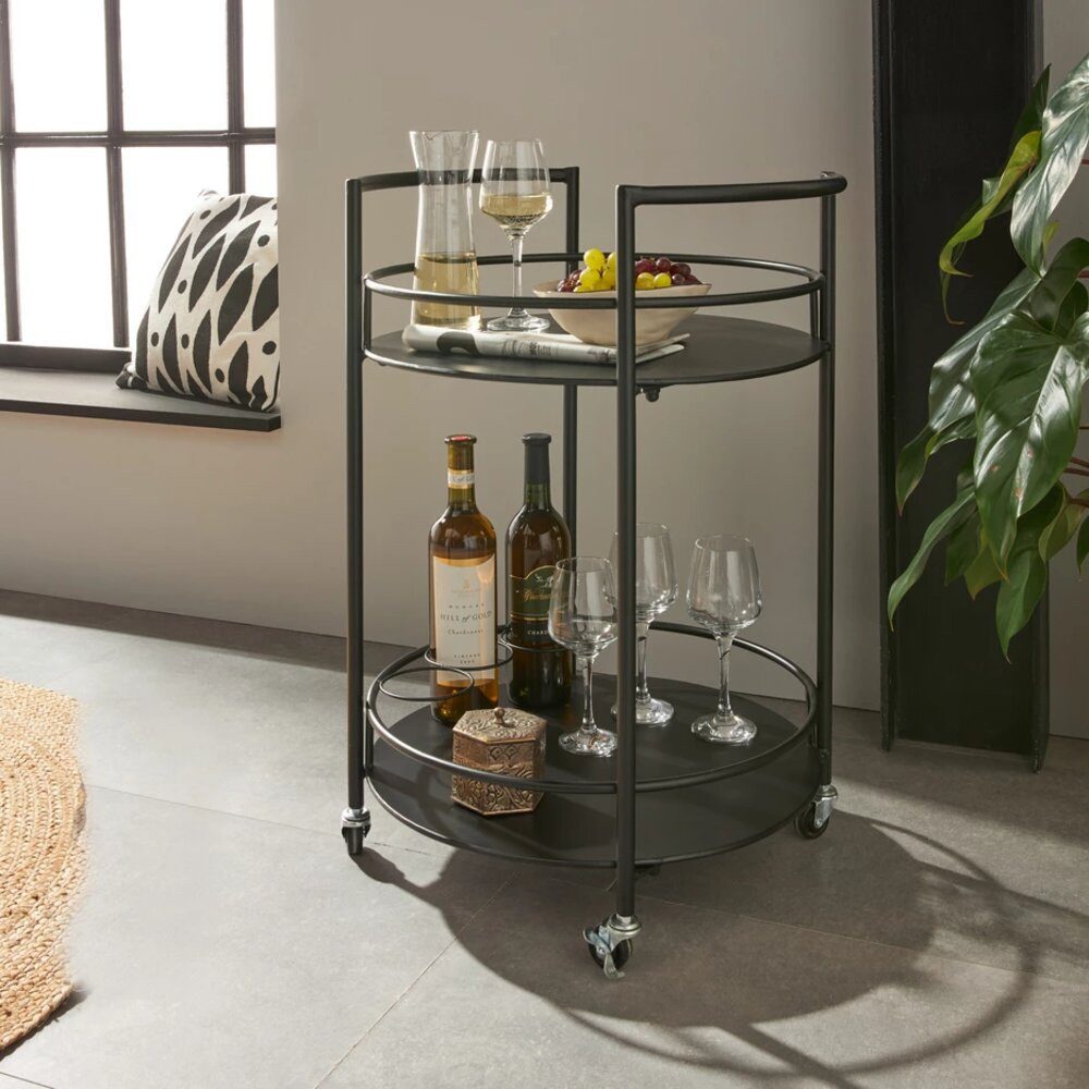 Home-trends24.de Servierwagen Barwagen Beistelltisch Metall Schwarz günstig online kaufen