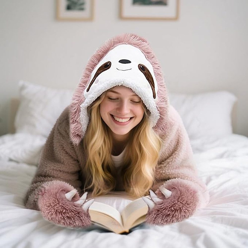 Wohndecke Kuscheldecke mit Ärmeln Faultier Decke mit Kapuze Tragbar Flauschdecke, TUWENA, Cartoon Sofadecke Flanell, Weiche Wohndecke 152x125cm, Decke Geschenke – Bild 5 von 5
