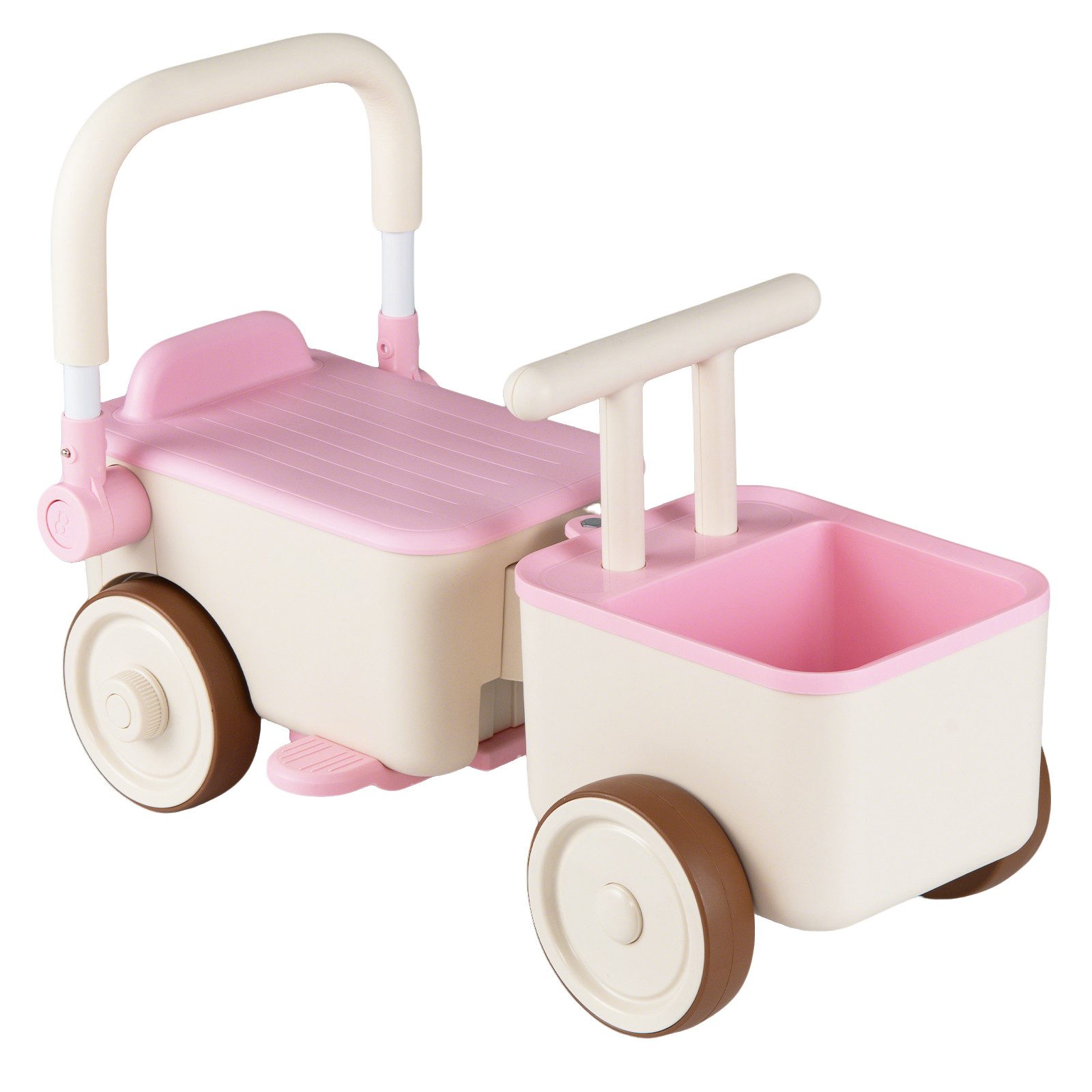 COSTWAY Lauflernwagen 3 in 1 Kinderwagen, Rutscherauto, (1-tlg), mit Stauraum, Zugseil, klappbarem Griff