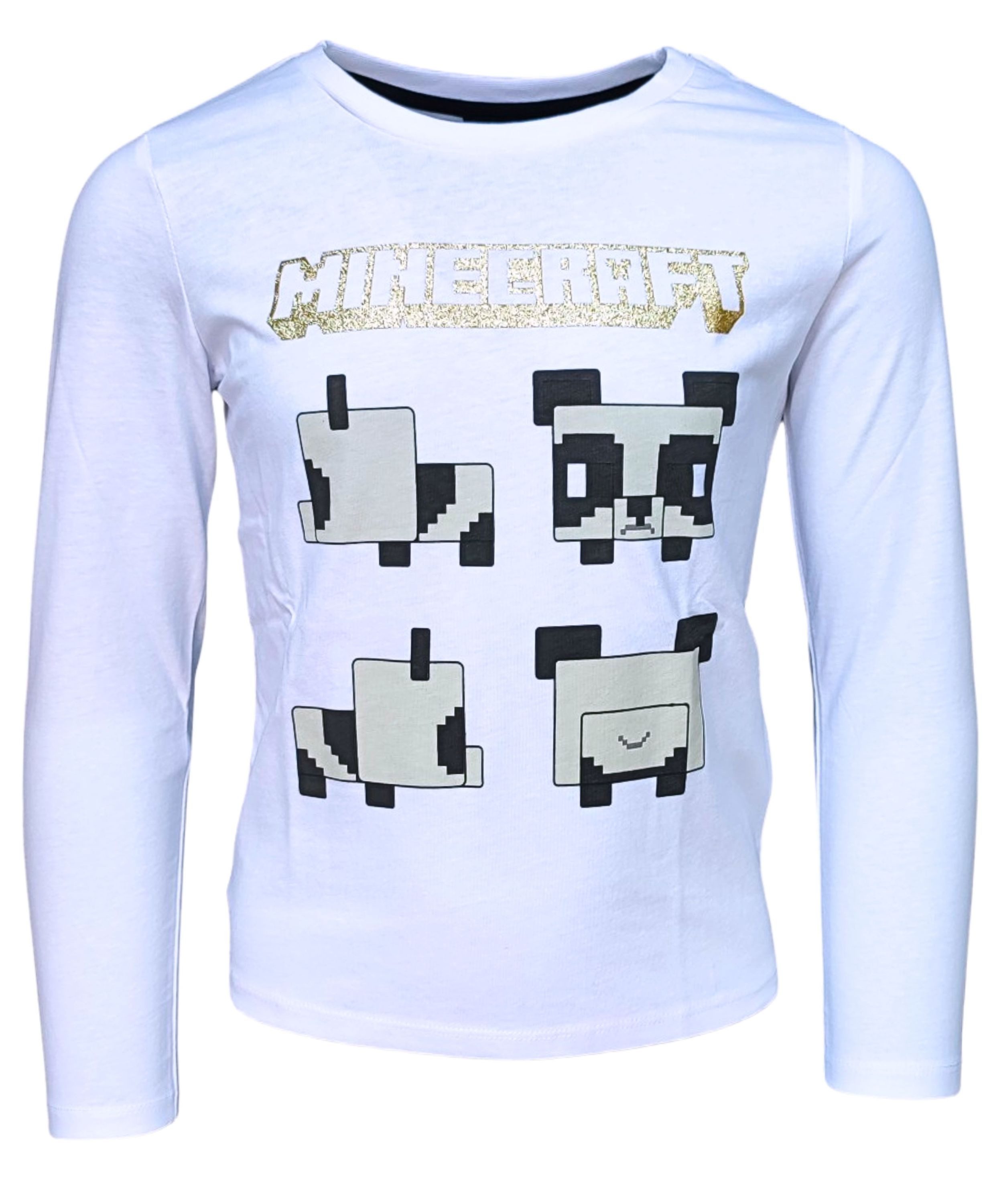 Minecraft Langarmshirt Panda Mädchen Shirt mit Glitzer Gr. 116- 140 cm