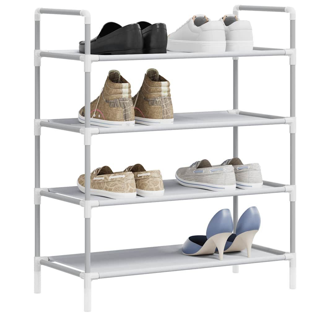 vidaXL Schuhregal Schuhregal mit 4 Böden Metall und Vliesstoff Silbern, 1-tlg.