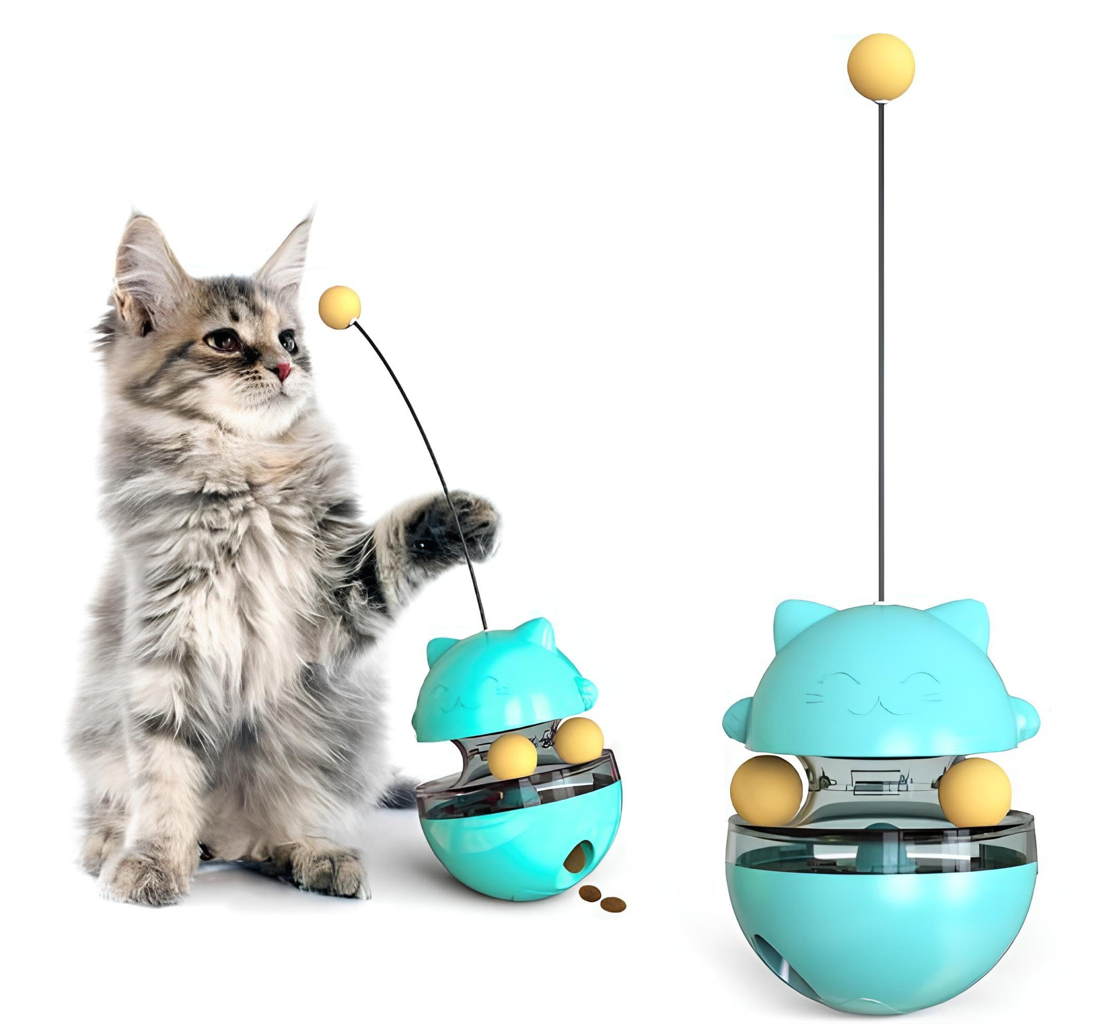 Tiere Futterball Aus dem Becher der Katze lecken Futterbällchen, Selbsternährendes Katzenspielzeug, blau