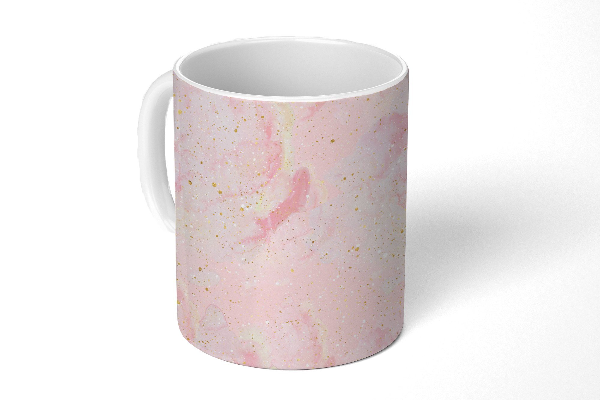 MuchoWow Tasse Marmor Gold - Teetasse, - Muster, Kaffeetassen, Glitter Rosa Keramik, - - Becher, Geschenk Teetasse