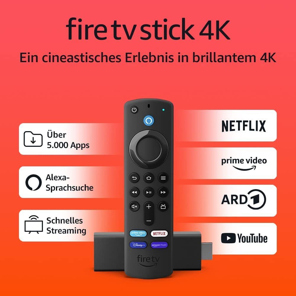 Amazon Streaming-Stick Amazon Fire TV Stick 4K, Alexa-Sprachfernbedienung+TV-Steuerungstasten