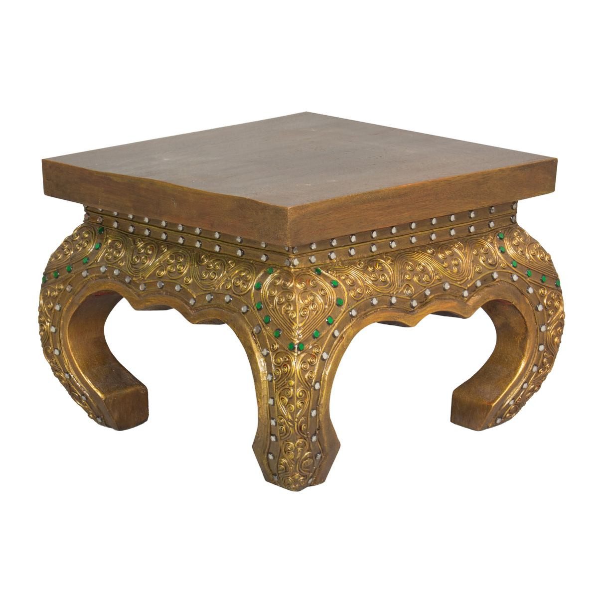 Oriental Galerie Opiumtisch Opiumtisch Beistelltisch Eckig Gold 25 cm, Asiatische Möbel, Beistelltisch, Couchtisch