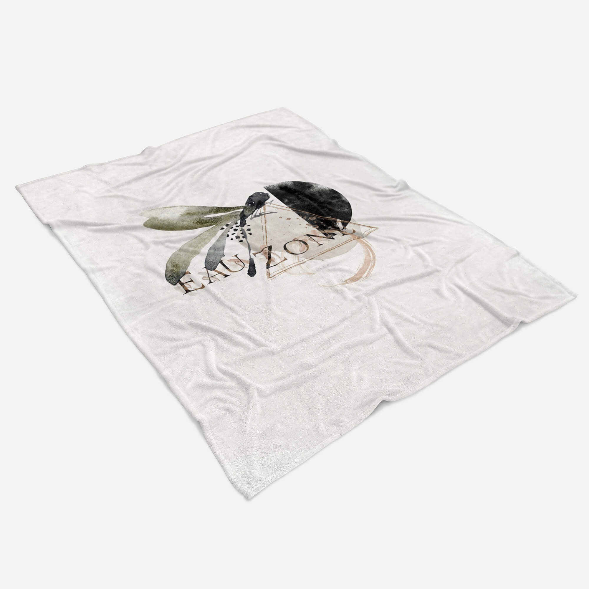 (1-St), Kuscheldecke Handtuch Baumwolle-Polyester-Mix Kunstvoll Strandhandtuch Art Sinus Motiv, Handtücher Libelle Saunatuch Handtuch