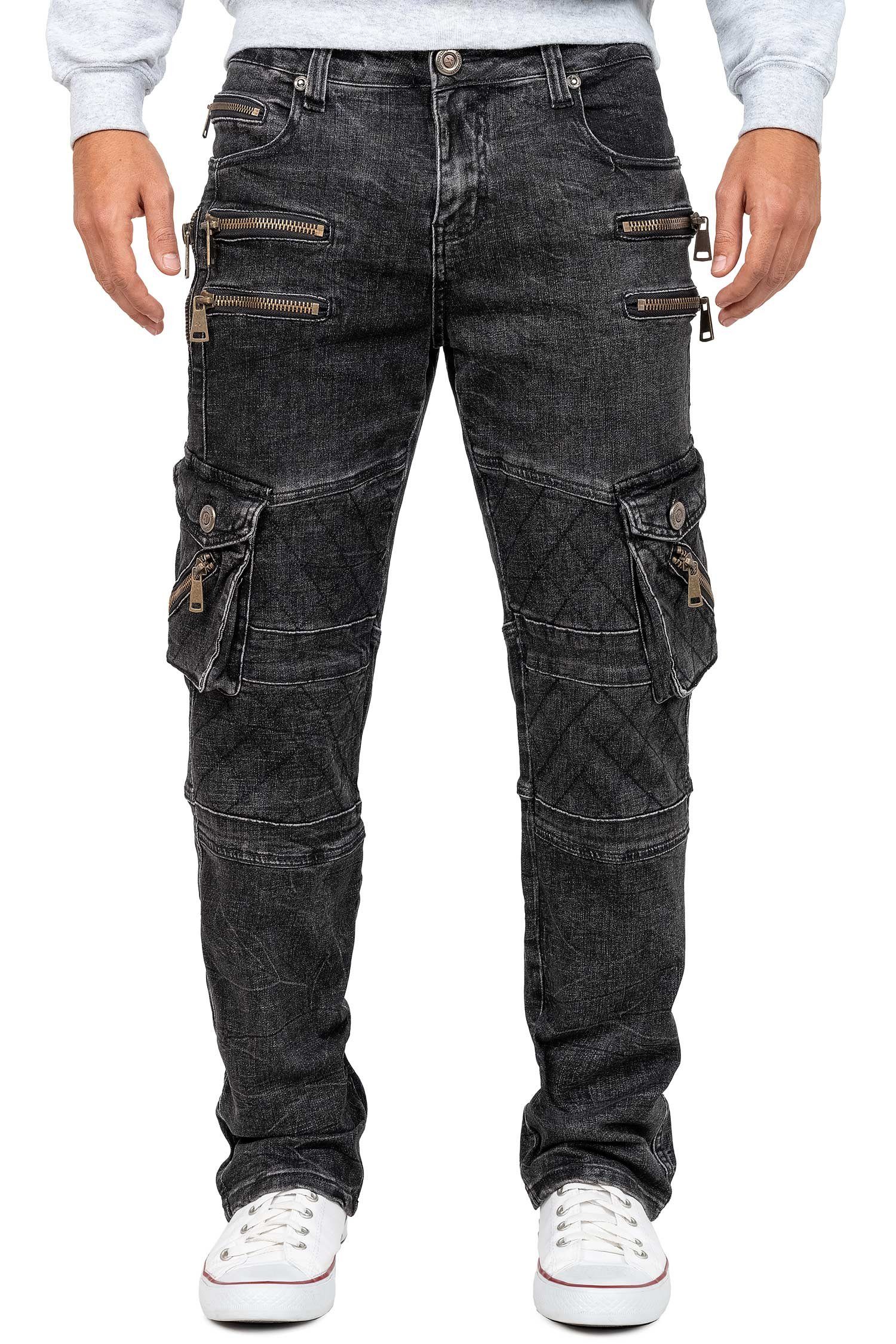 5-Pocket-Jeans Herren Regular Fit Hose Stonewashed KM060