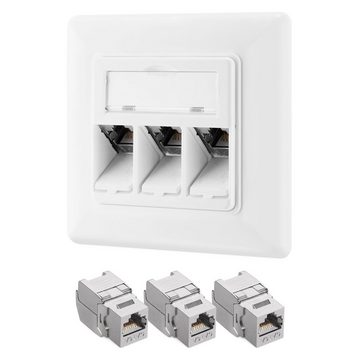 kwmobile Keystone Dose Modul Set - 3x Modul, 1x Netzwerkdose - CAT 6A Netzwerk-Adapter, 8,00 cm