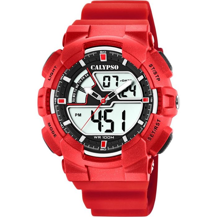 CALYPSO WATCHES Digitaluhr Calypso Herren Uhr K5771/2 (Armbanduhr) Herren Armbanduhr rund Kunststoff PUarmband rot Sport