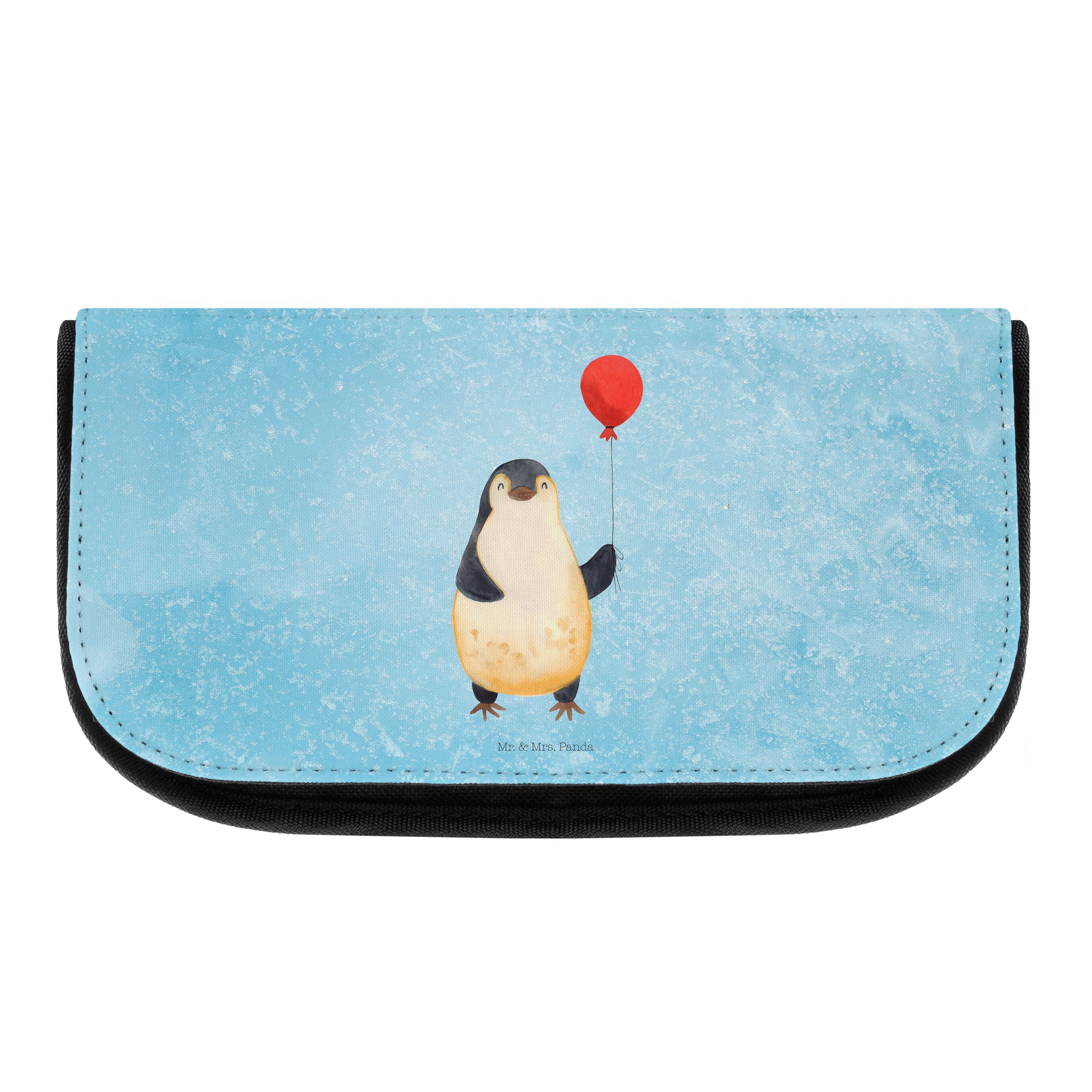 Mr. & Mrs. Panda Kosmetiktasche Pinguin Luftballon - Eisblau - Geschenk, Make-Up Tasche, fröhlich, Sc (1-tlg)