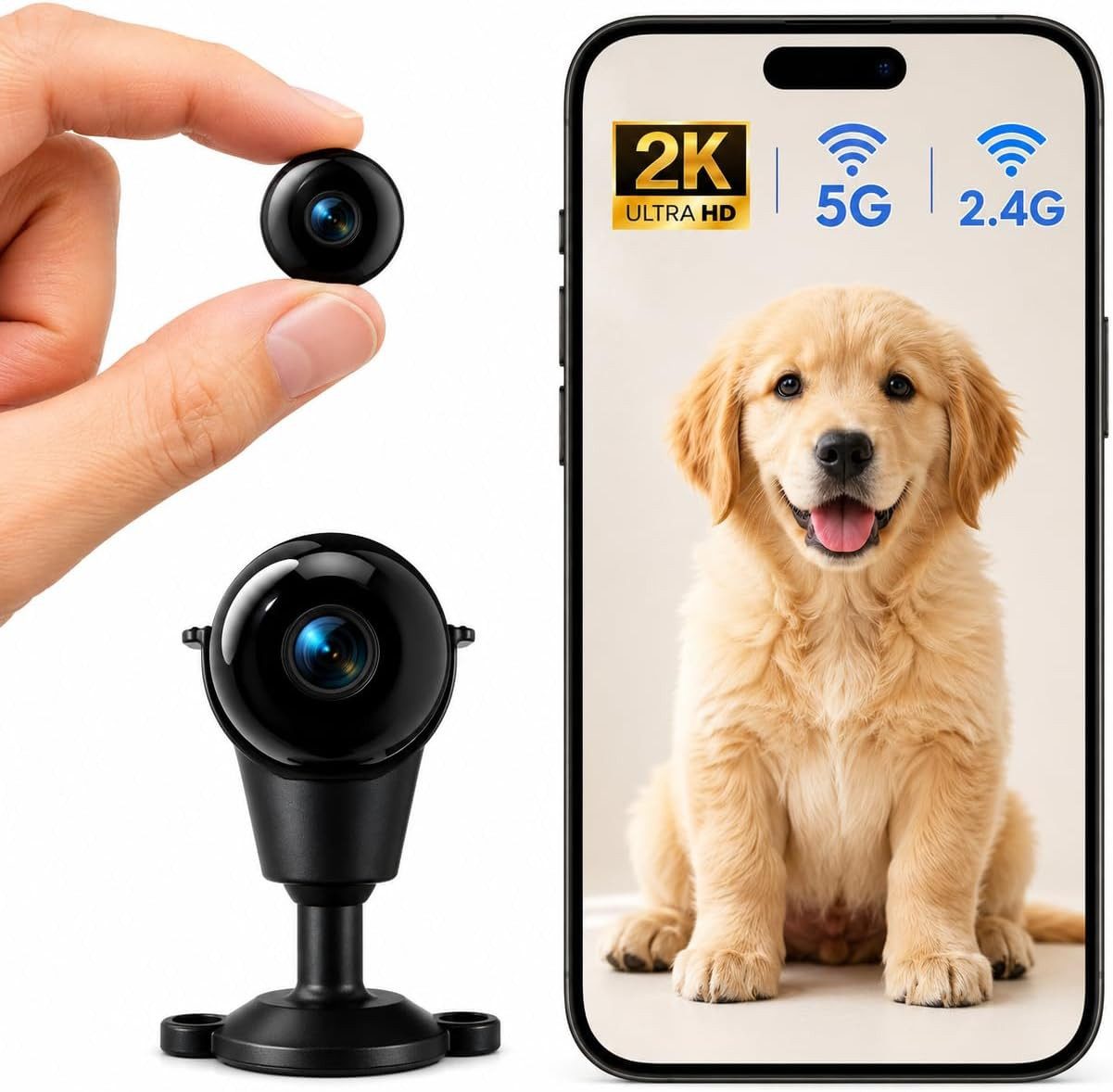 SpionProfi Überwachungskamera Wifi Mini Kamera 5G Wlan mit Nachtsicht und Bewegungsmelder (1-tlg., Mini Cam Live IP Überwachungskamera mit kostenloser App)