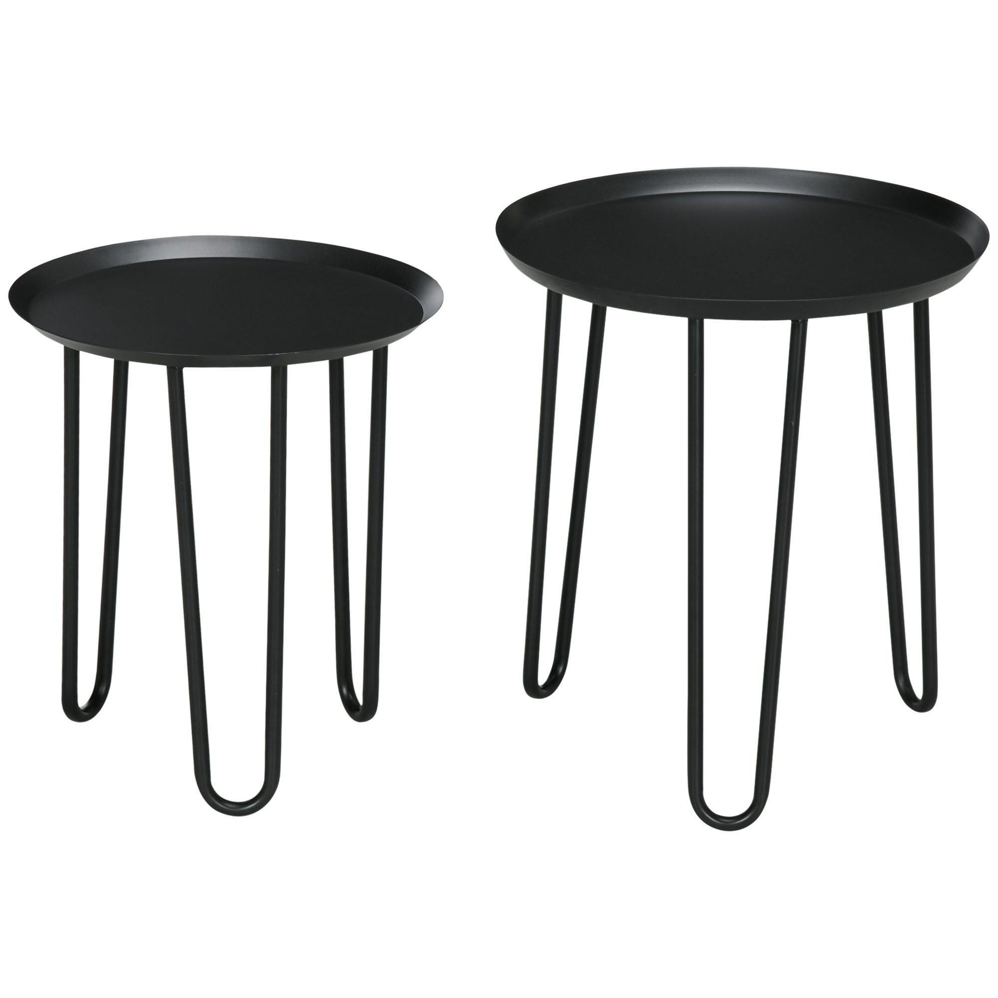 Henn&Hart Beistelltisch Rund – 2er Set Mit Glasplatte, Schwarz, Vielseitig Als Couchtisch