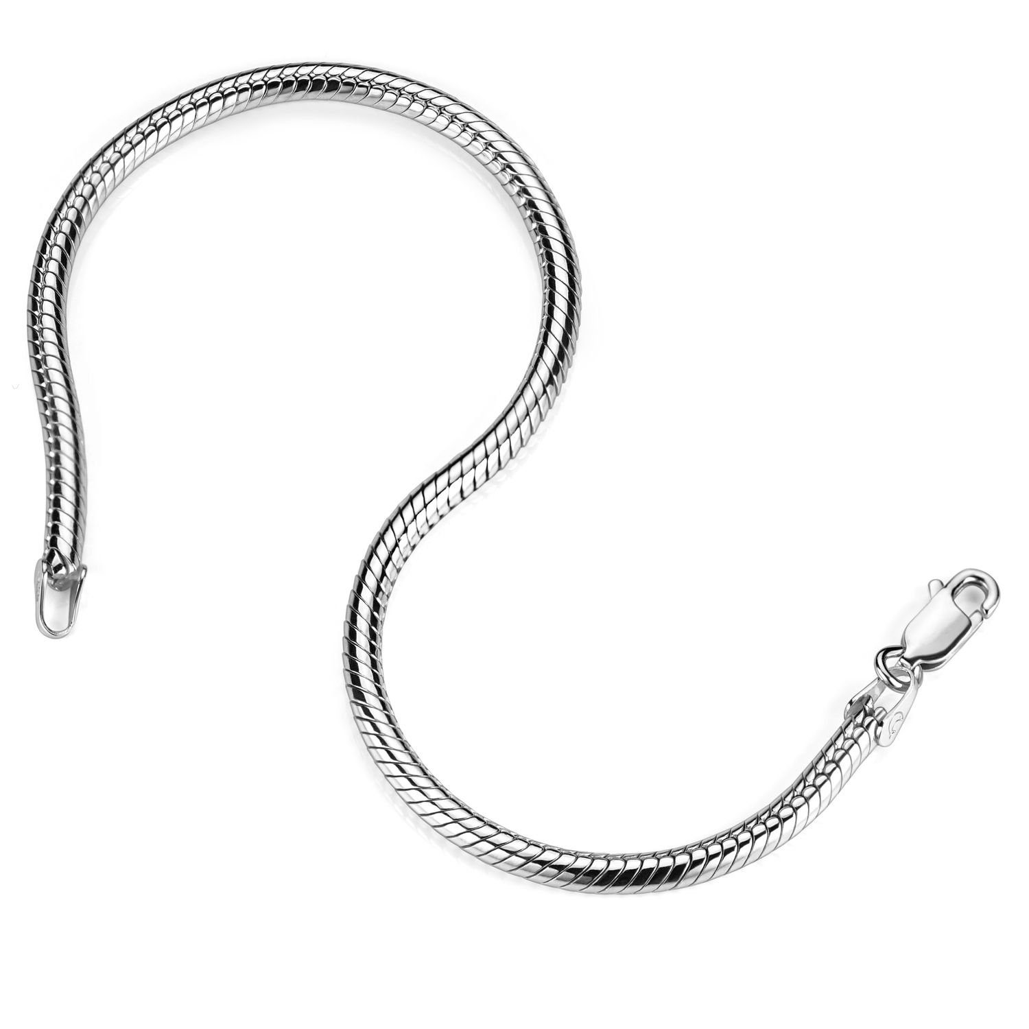 Damen SA-7, Silber, Materia 925 Silber Sterling Herren Armband rhodiniert Schlangenkette Beads-Armband