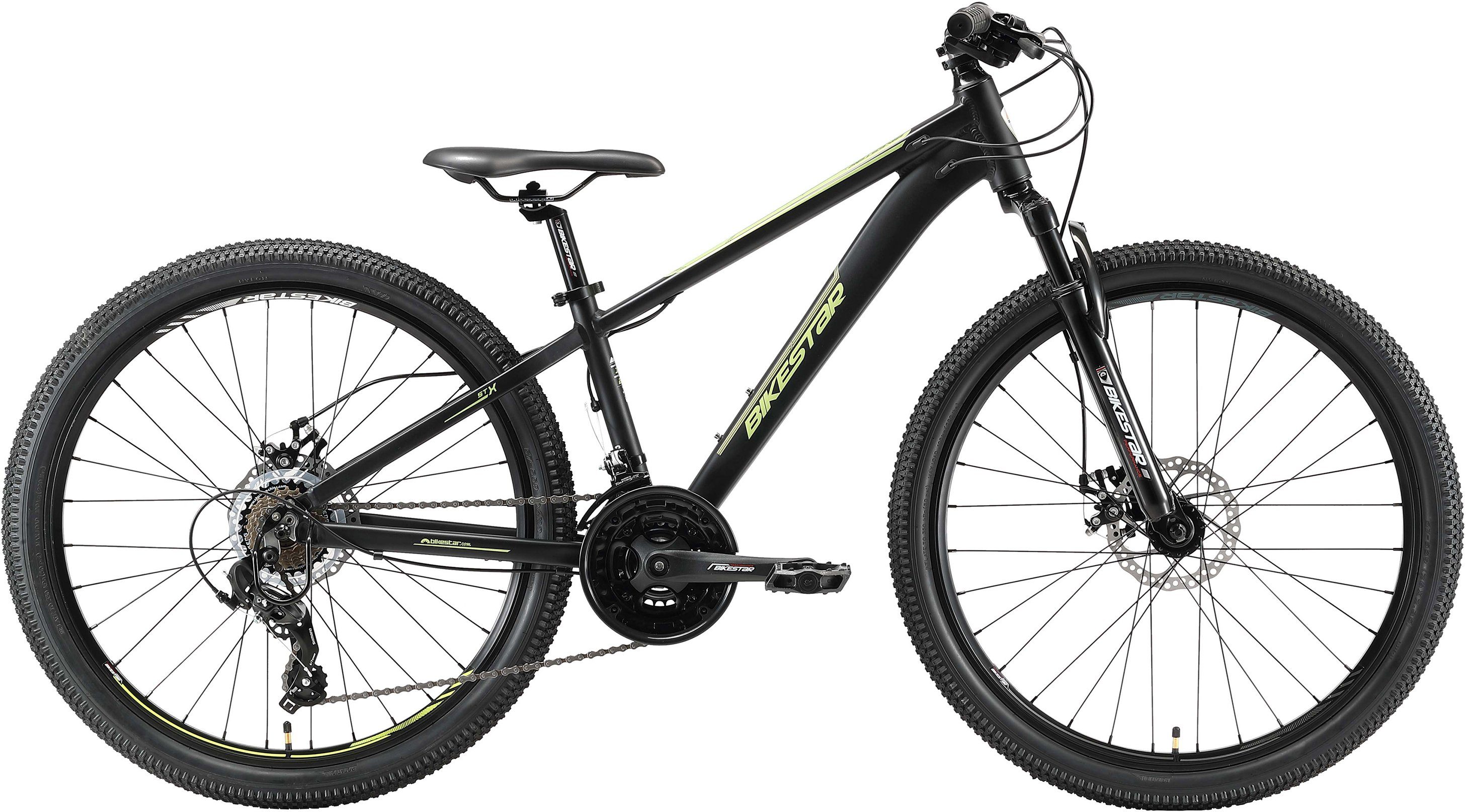 Bikestar Mountainbike, 21 Gang Shimano RD-TY300 Schaltwerk, Kettenschaltung, für Damen und Herren, Kettenschaltung