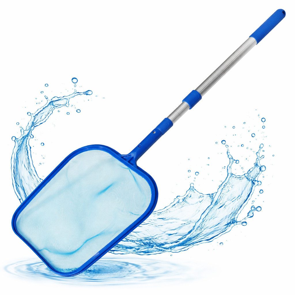 TK Gruppe Kescher Pool Kescher 105 cm Teleskopstange – Teichkescher zur Poolreinigung (1-St)