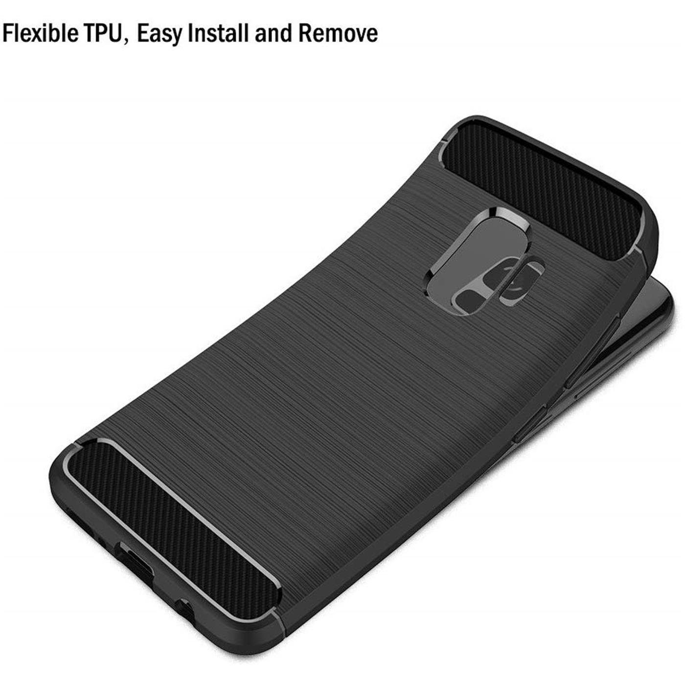 CoolGadget Handyhülle Carbon Handy Hülle für Samsung Galaxy S9 5,8 Zoll, robuste Telefonhülle Case Schutzhülle für Samsung S9 Hülle