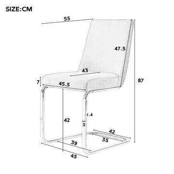 Flieks Freischwinger (Set, 2 St), 2er Set Esszimmerstühle Polsterstuhl Schwingstühle Samt, Metallbeine