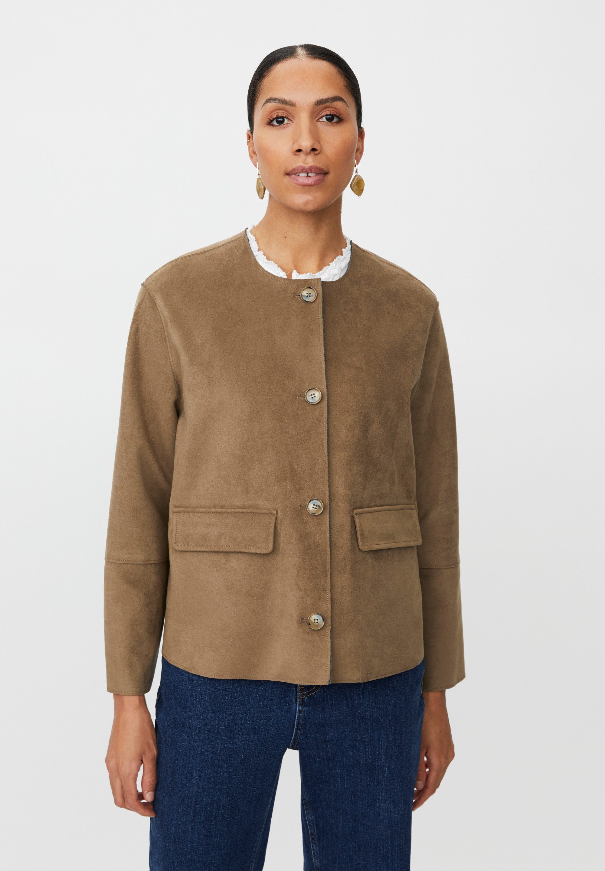 Masai Blusenjacke MaJyrona Rundhalsausschnitt, dekorativ Vordertaschen