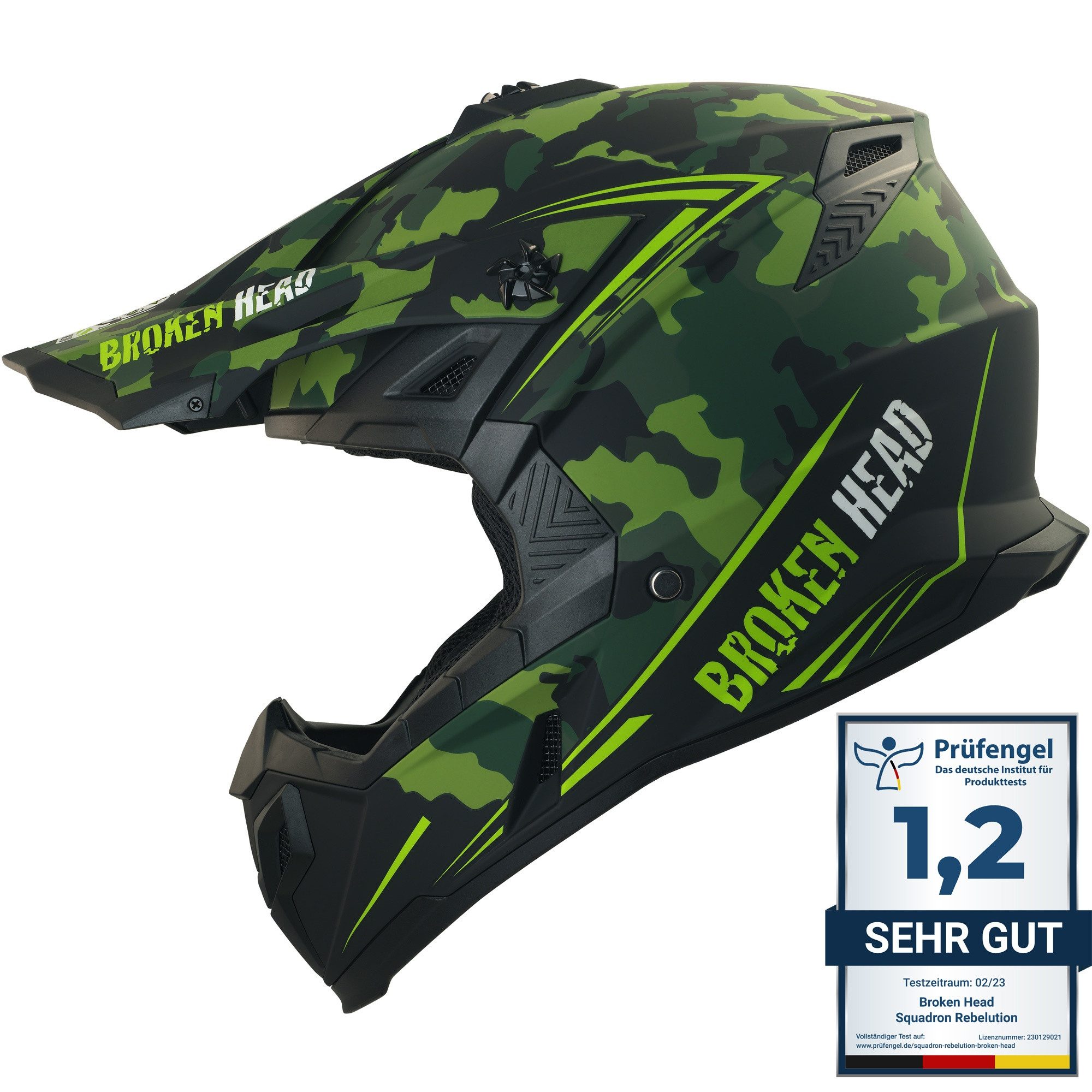 Motocrosshelm Squadron Rebelution Camouflage-Grün