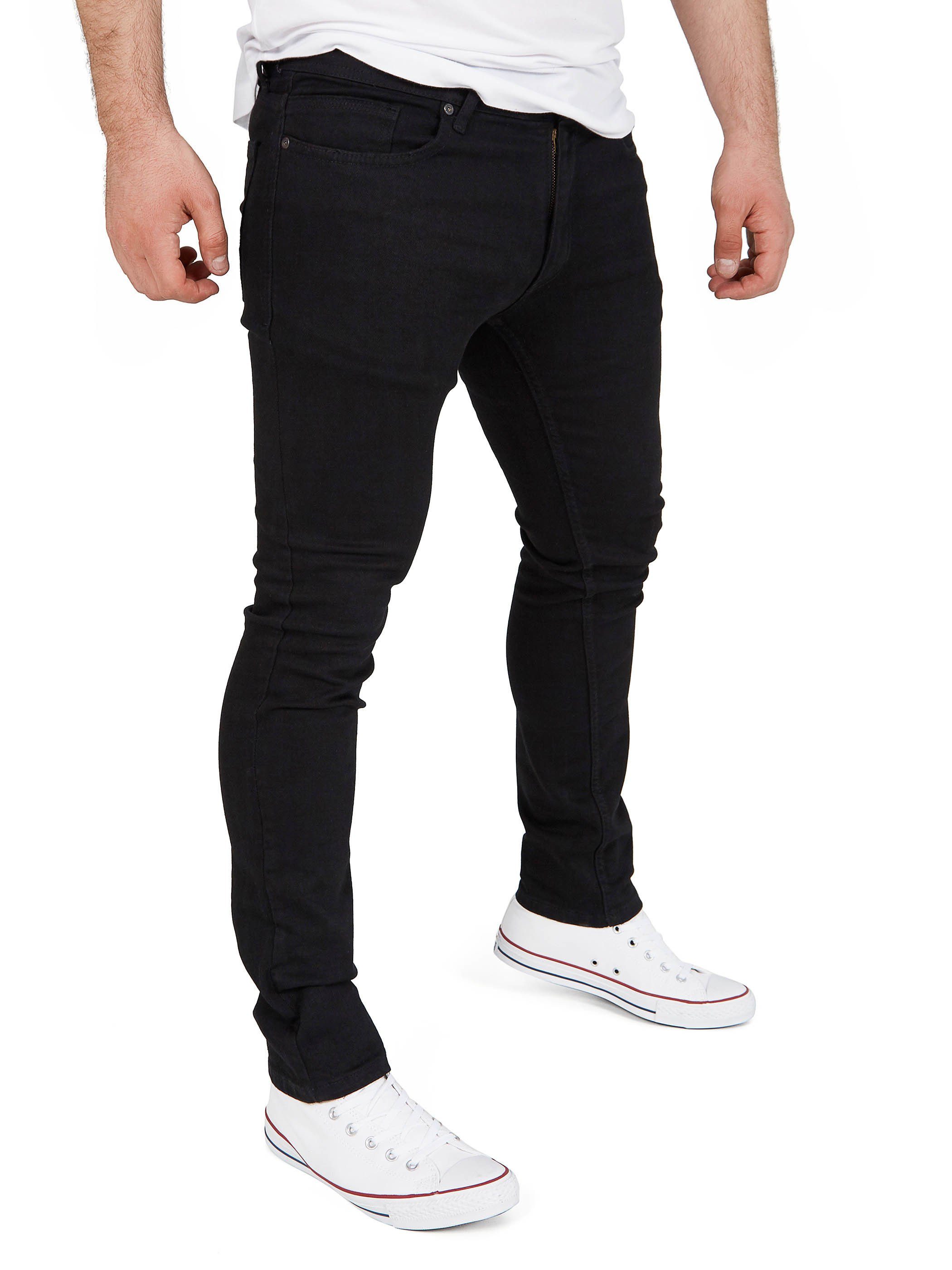 WOTEGA Slim-fit-Jeans Stretch Jeanshose Justin Herren Jeans mit Stretchanteil Schwarz (Black Meteorite 194008)