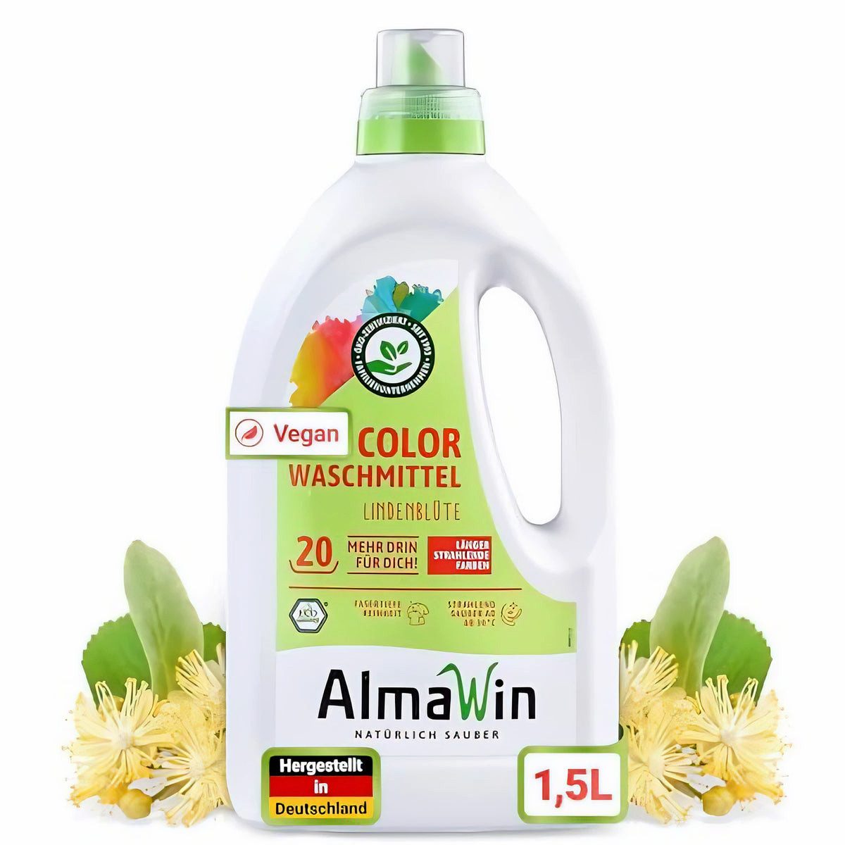 Almawin AlmaWin Color Waschmittel Flüssig - mit Lindenblüt Flasche, 1 er 1500 ml