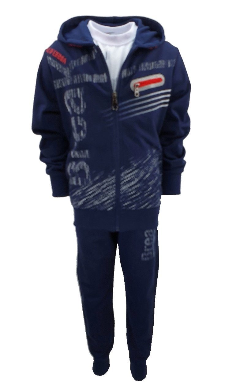 Fashion Boy Sweatanzug Jogginganzug, Freizeitanzug, 3tlg. Sweat Anzug, JF7404 Blau
