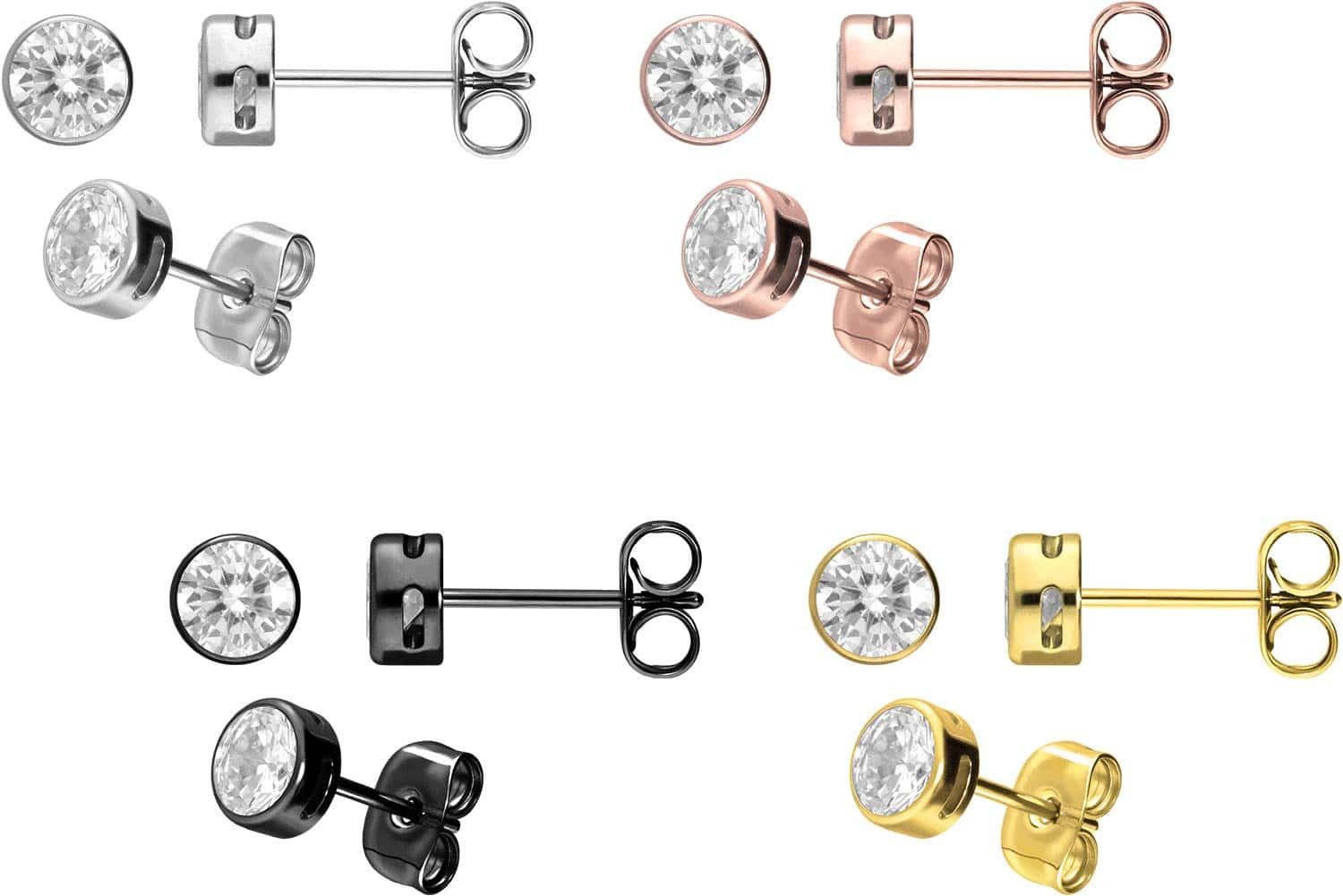 FILANGO Paar Ohrstecker Titan Ohrstecker EINGEFASSTER KRISTALL (Ohrstecker, 1-tlg)