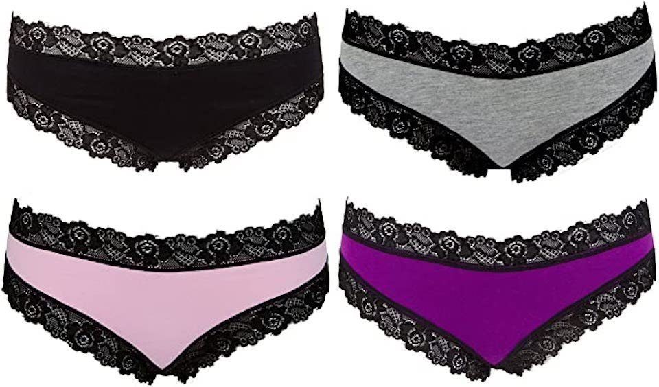 AvaMia Panty 6er Pack Hipster mit Spitze uni Panty French Knickers Damen Teen Spitze uni Panty French Knickers Damen Teen Panty