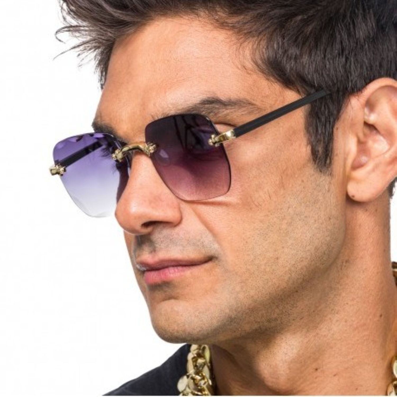 Verkleidungsmaske Brille ohne Rahmen, Mitternachtsblaue Partybrille